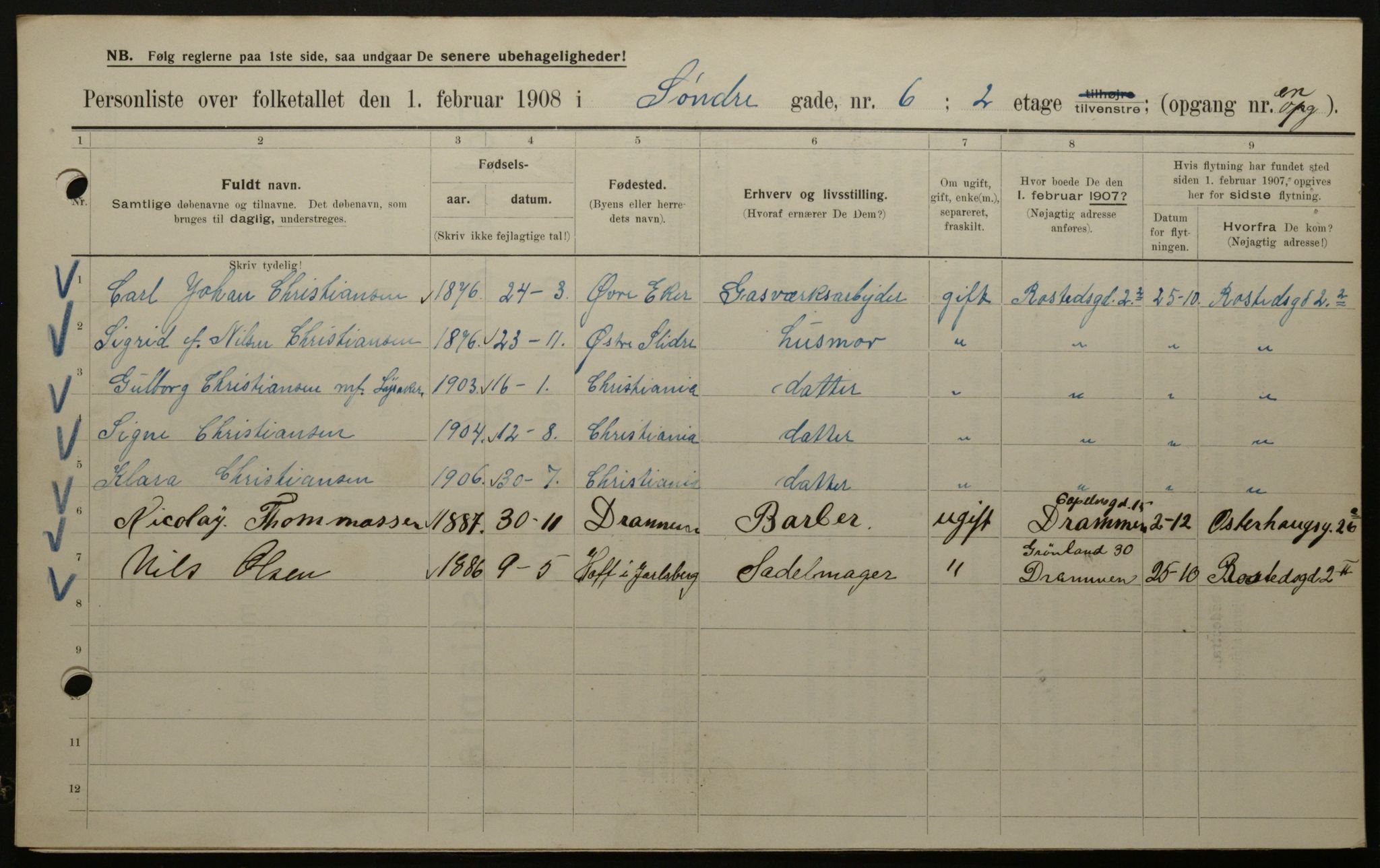 OBA, Municipal Census 1908 for Kristiania, 1908, p. 95591