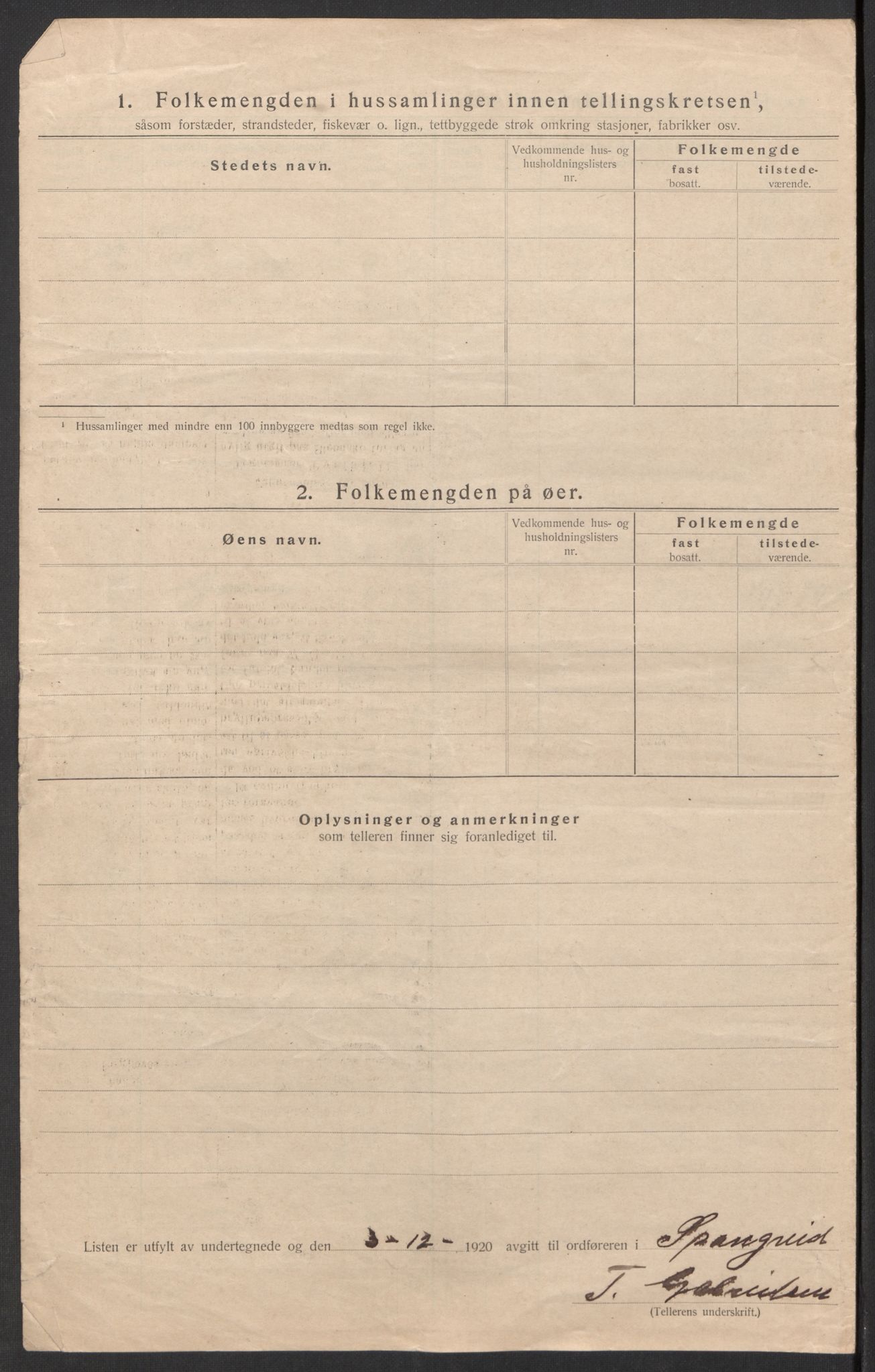 SAK, 1920 census for Spangereid, 1920, p. 36