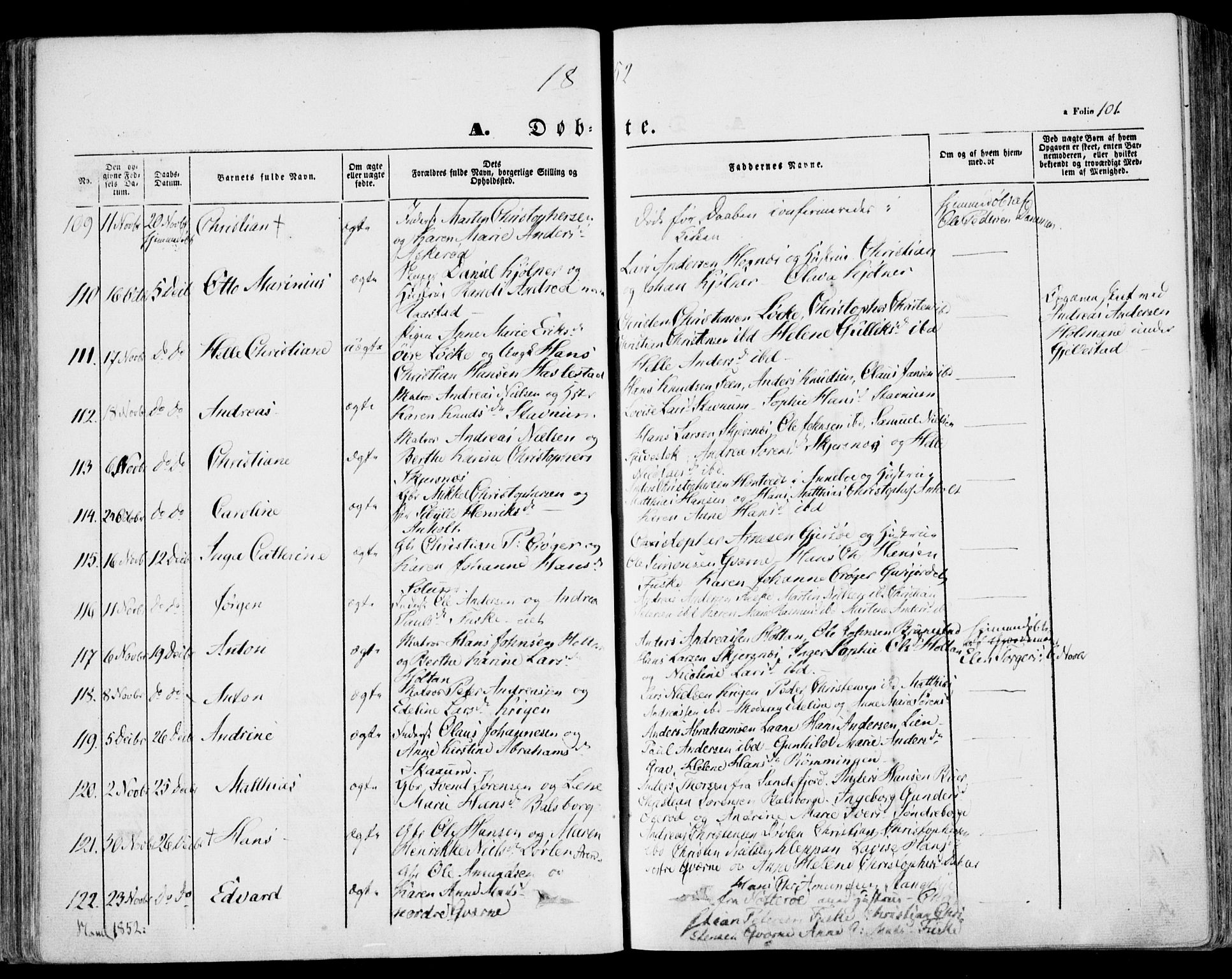 Stokke kirkebøker, AV/SAKO-A-320/F/Fa/L0007: Parish register (official) no. I 7, 1844-1857, p. 101