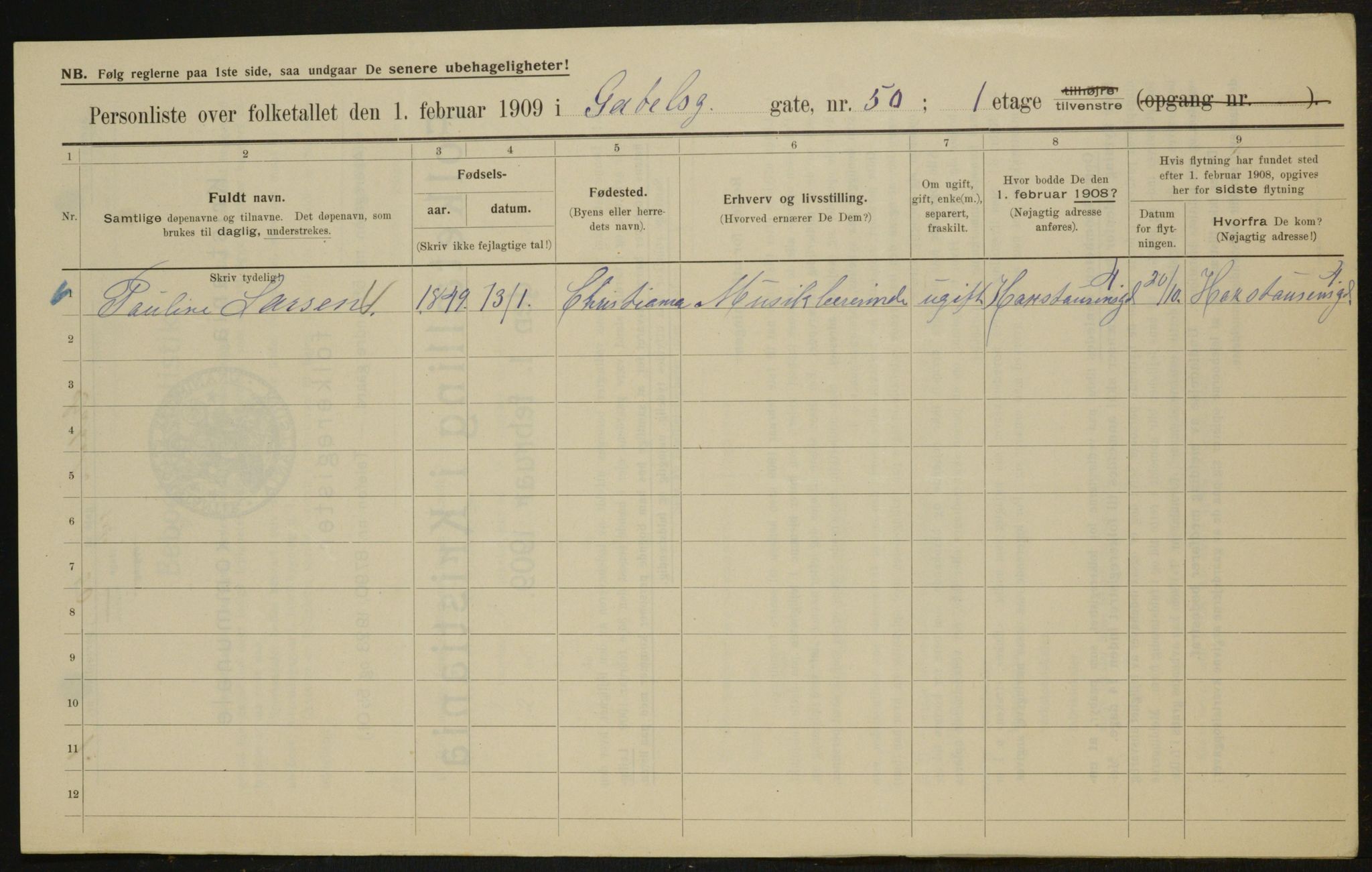 OBA, Municipal Census 1909 for Kristiania, 1909, p. 26128