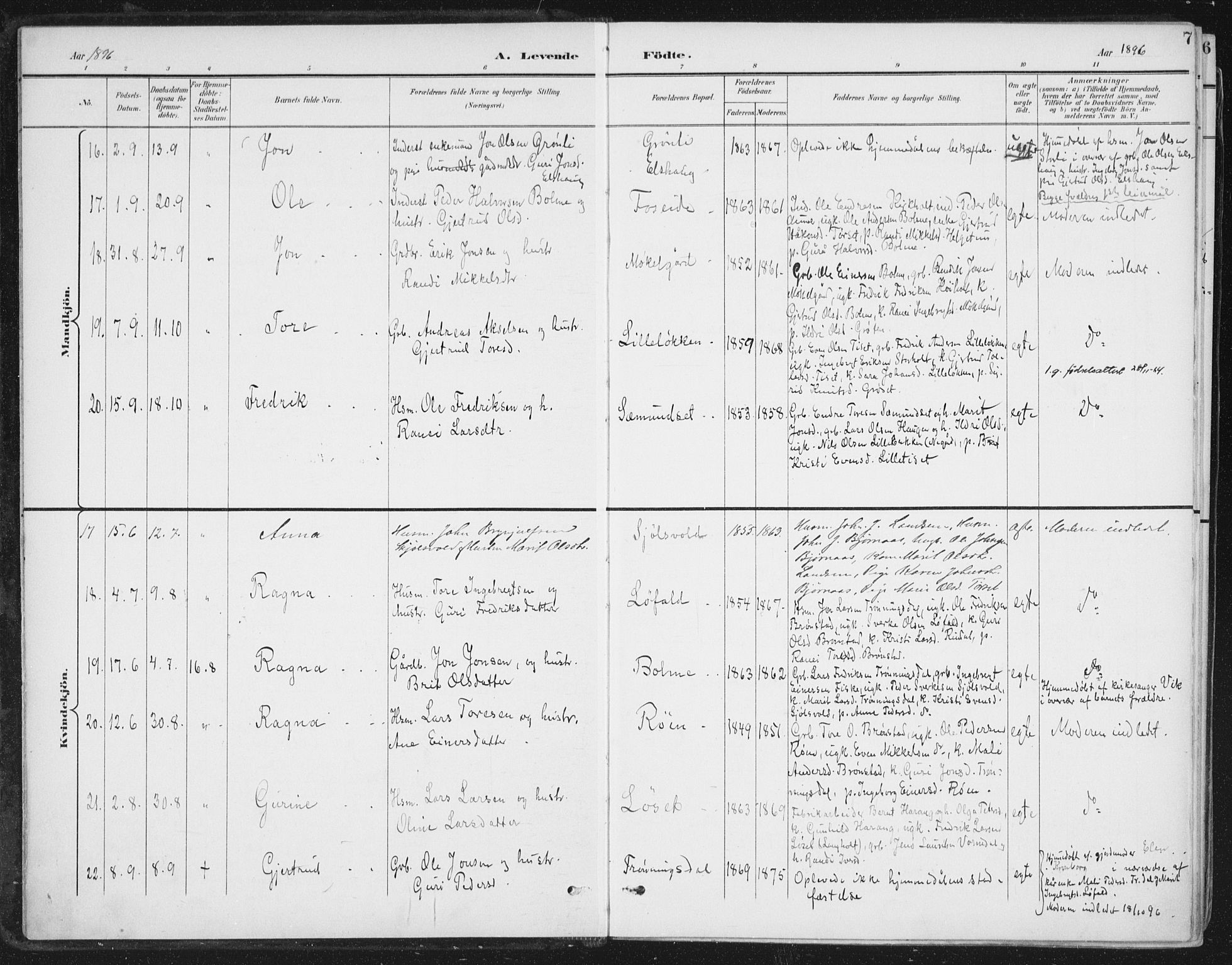 Ministerialprotokoller, klokkerbøker og fødselsregistre - Møre og Romsdal, AV/SAT-A-1454/598/L1072: Parish register (official) no. 598A06, 1896-1910, p. 7