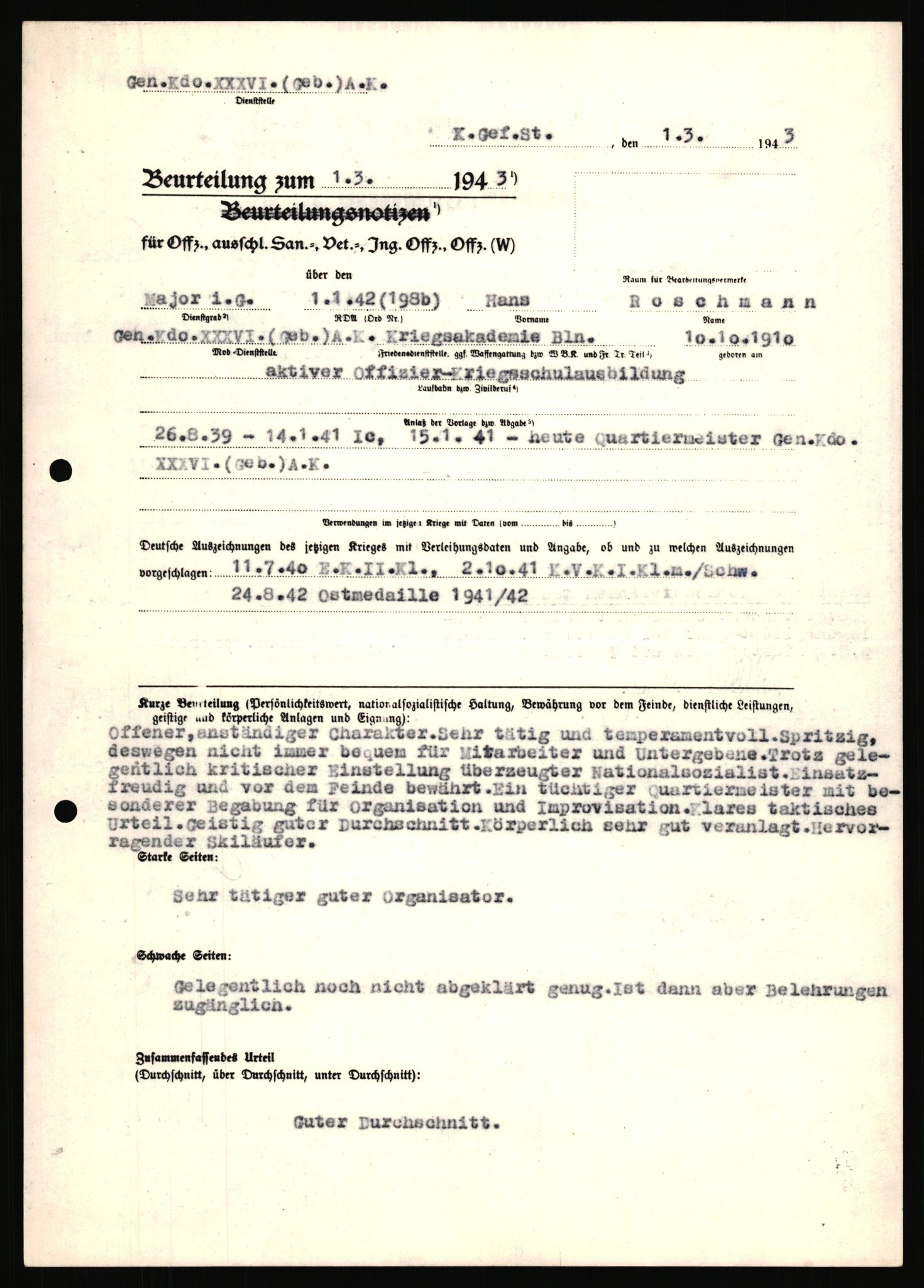 Forsvarets Overkommando. 2 kontor. Arkiv 11.4. Spredte tyske arkivsaker, AV/RA-RAFA-7031/D/Dar/Dara/L0019: Personalbøker og diverse, 1940-1945, p. 90