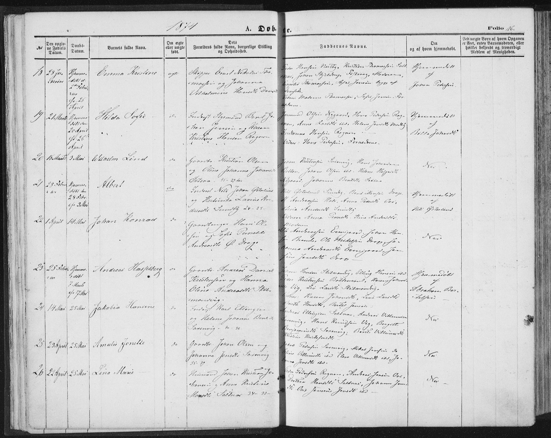 Ministerialprotokoller, klokkerbøker og fødselsregistre - Nordland, AV/SAT-A-1459/847/L0668: Parish register (official) no. 847A08, 1872-1886, p. 16