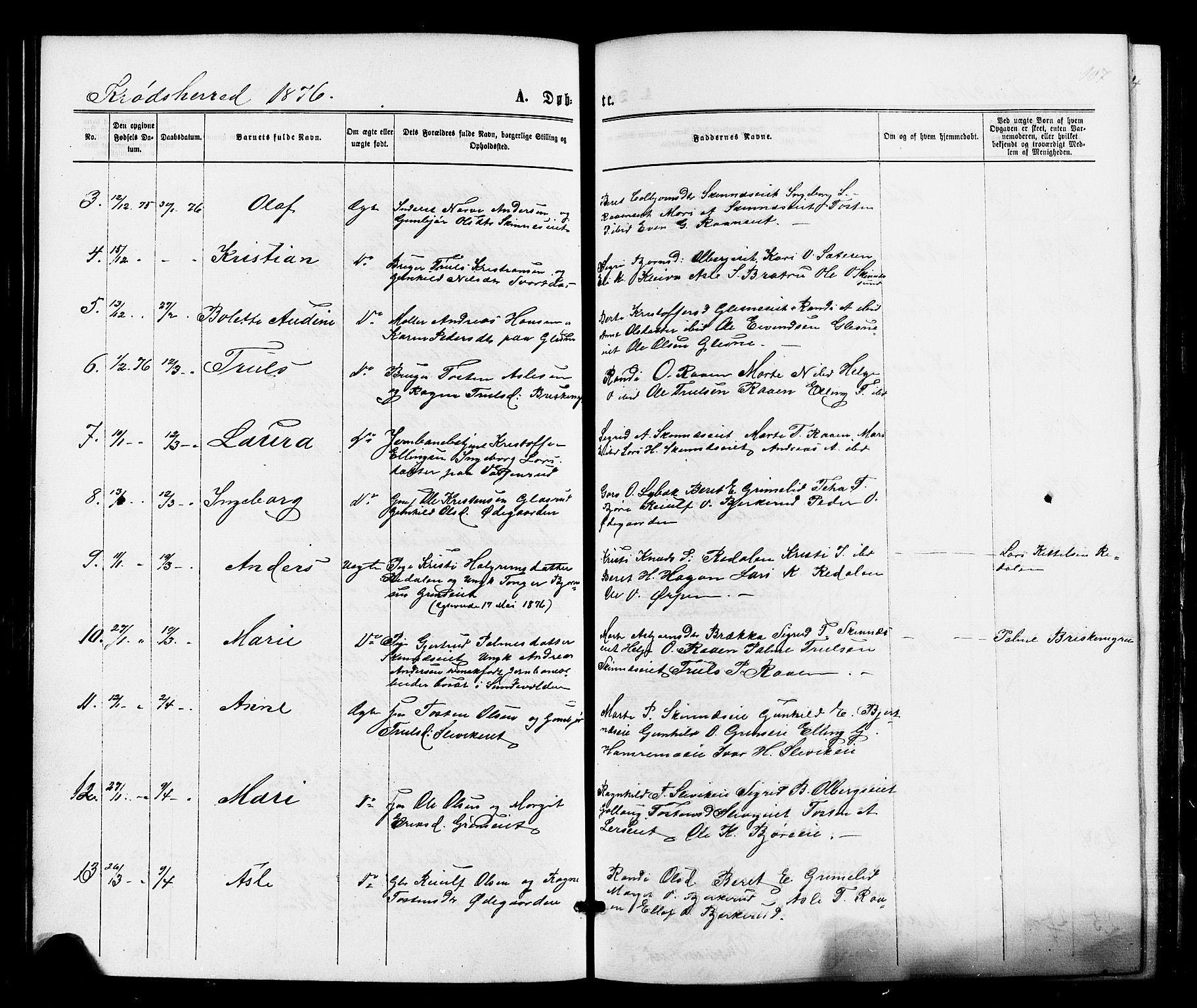 Sigdal kirkebøker, AV/SAKO-A-245/F/Fa/L0010: Parish register (official) no. I 10 /2, 1872-1878, p. 107