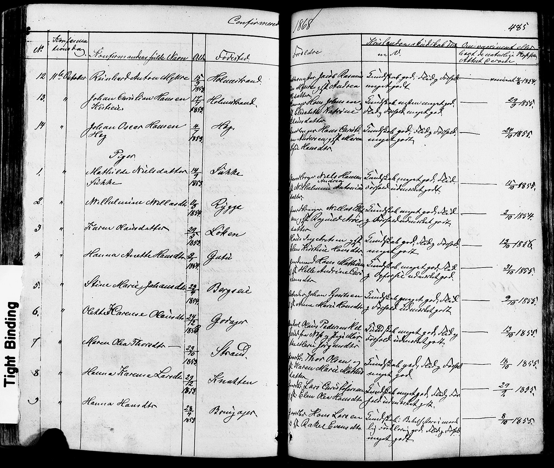 Botne kirkebøker, AV/SAKO-A-340/F/Fa/L0006: Parish register (official) no. I 6, 1836-1877, p. 485