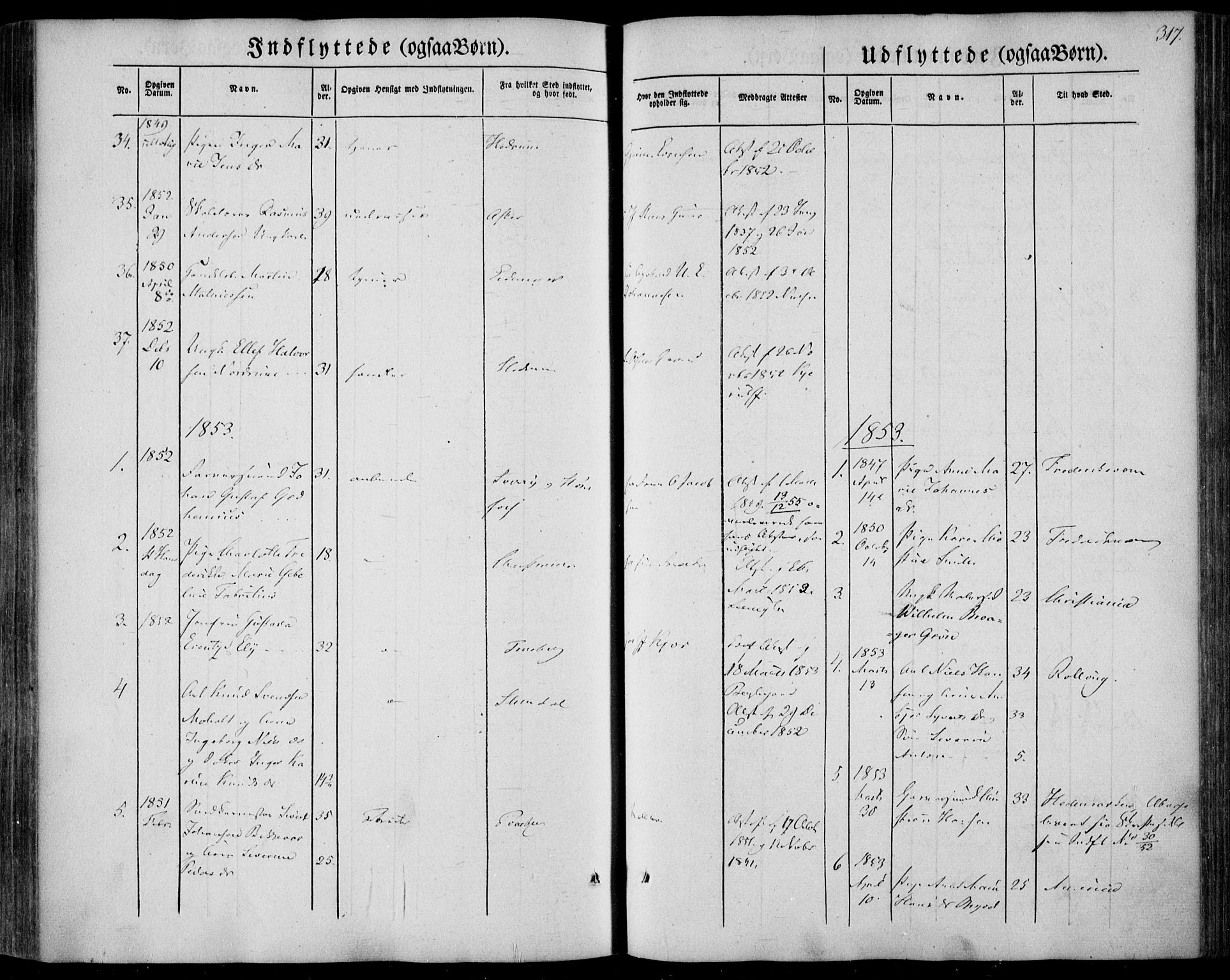 Larvik kirkebøker, AV/SAKO-A-352/F/Fa/L0003: Parish register (official) no. I 3, 1848-1856, p. 317