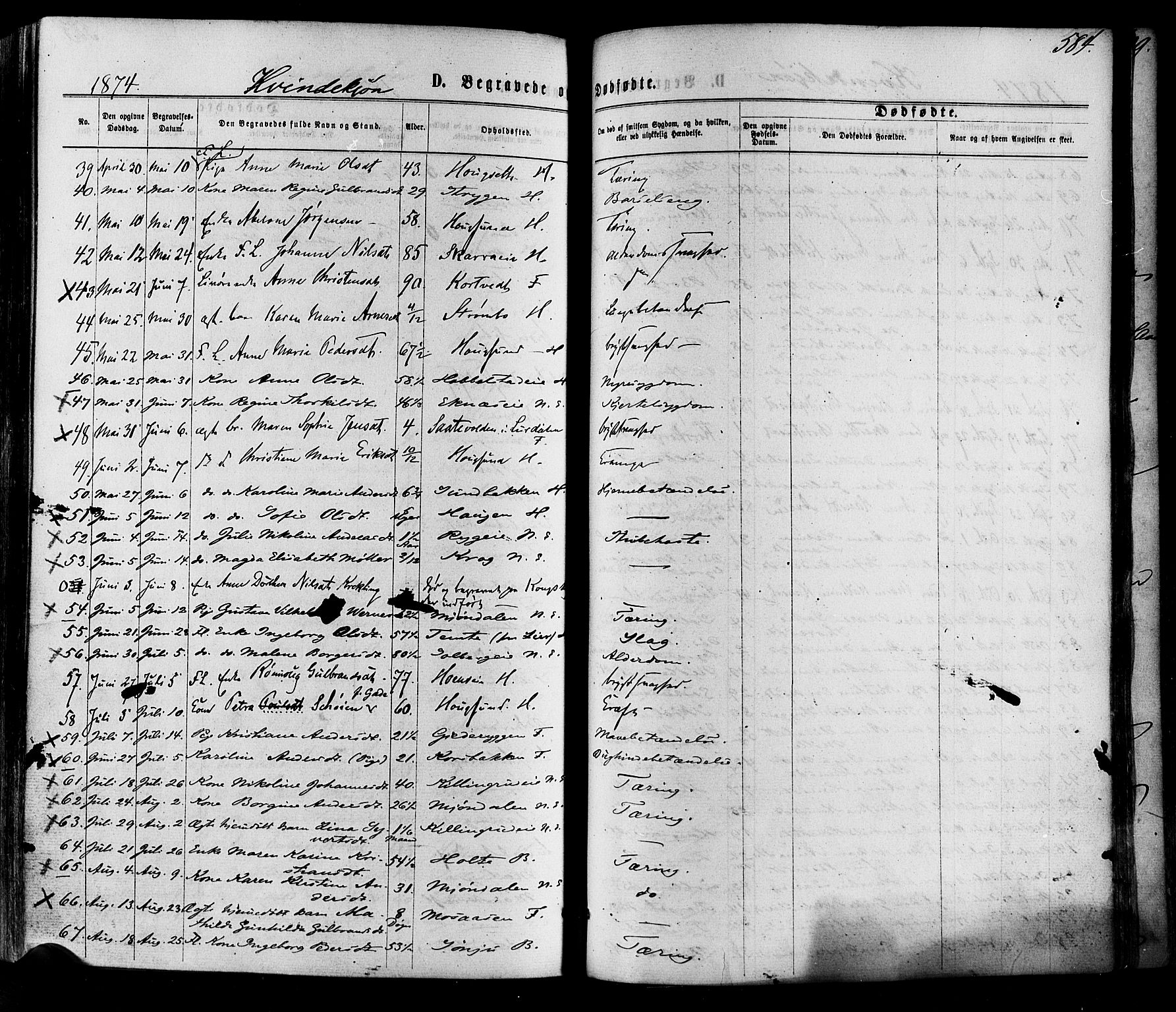 Eiker kirkebøker, AV/SAKO-A-4/F/Fa/L0017: Parish register (official) no. I 17, 1869-1877, p. 584