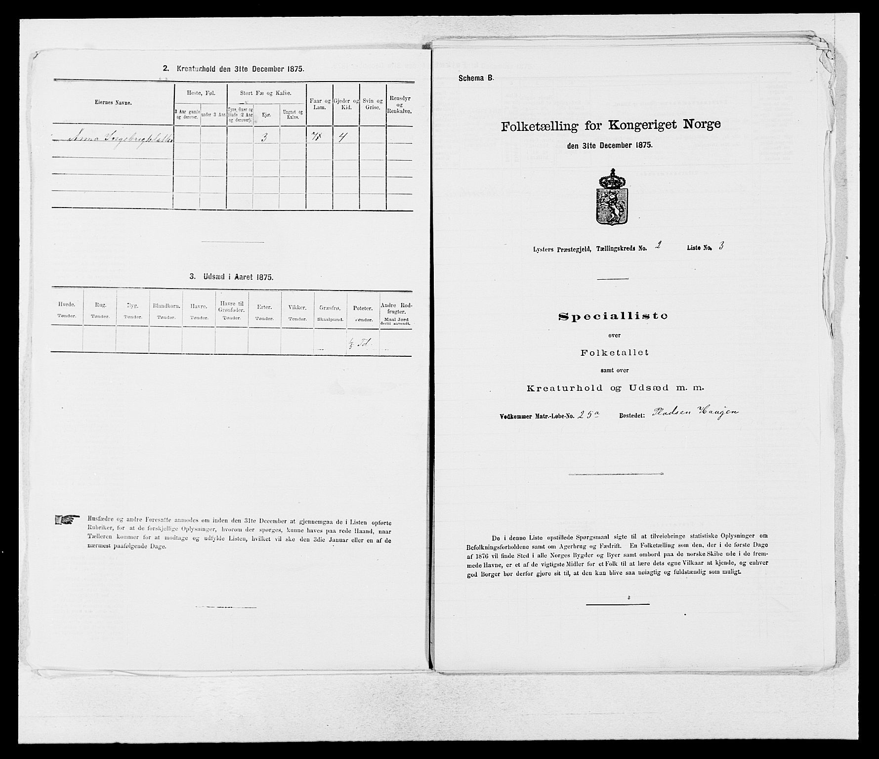 SAB, 1875 census for 1426P Luster, 1875, p. 250