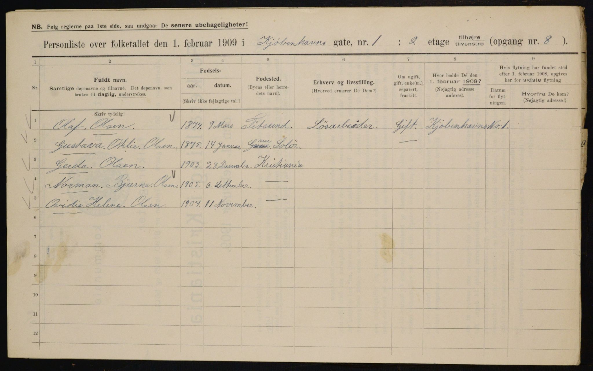 OBA, Municipal Census 1909 for Kristiania, 1909, p. 46963