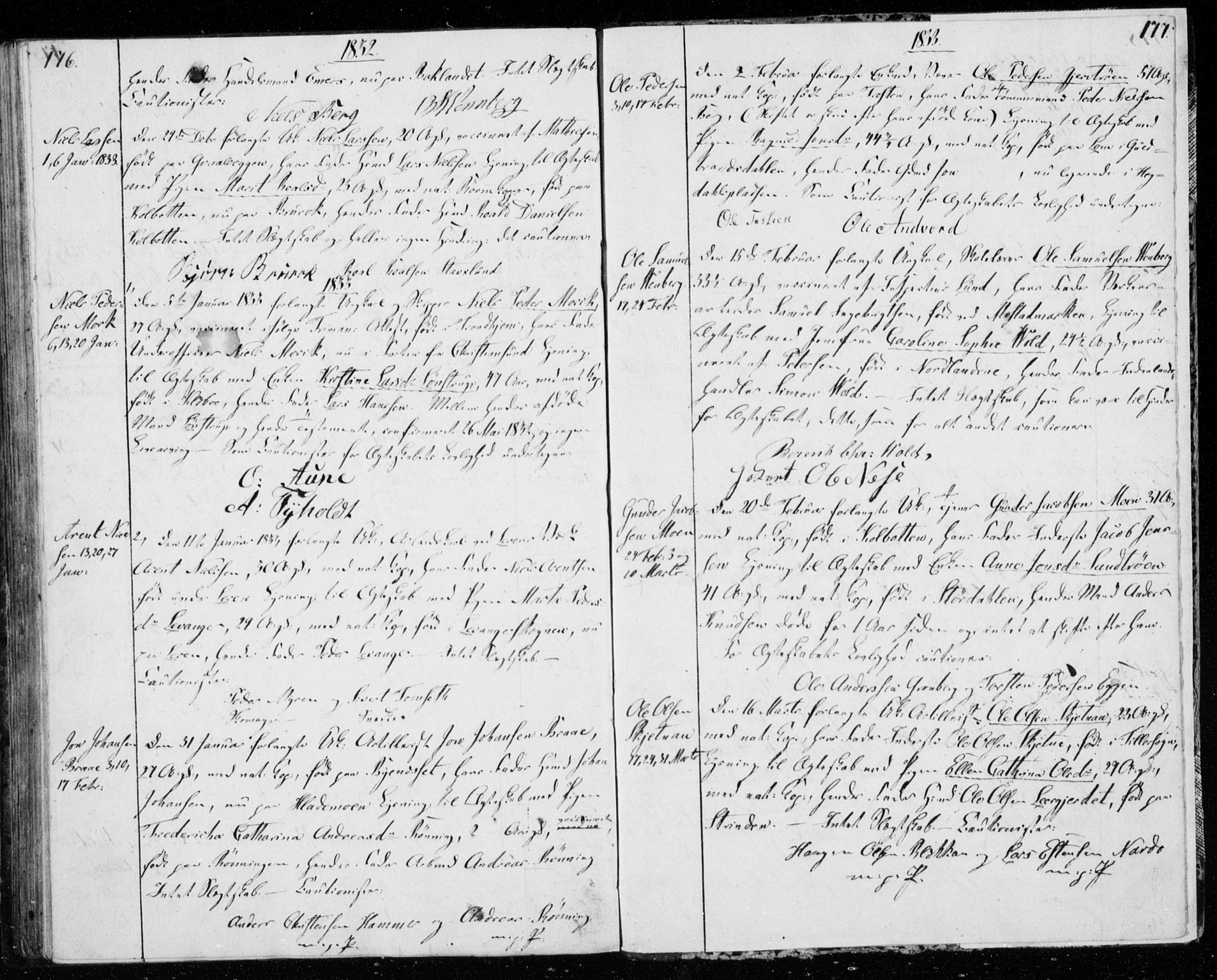 Ministerialprotokoller, klokkerbøker og fødselsregistre - Sør-Trøndelag, SAT/A-1456/606/L0295: Banns register no. 606A10, 1815-1833, p. 176-177