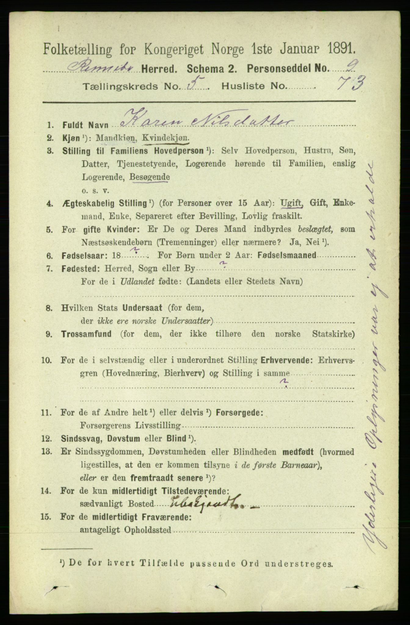 RA, 1891 census for 1635 Rennebu, 1891, p. 3028