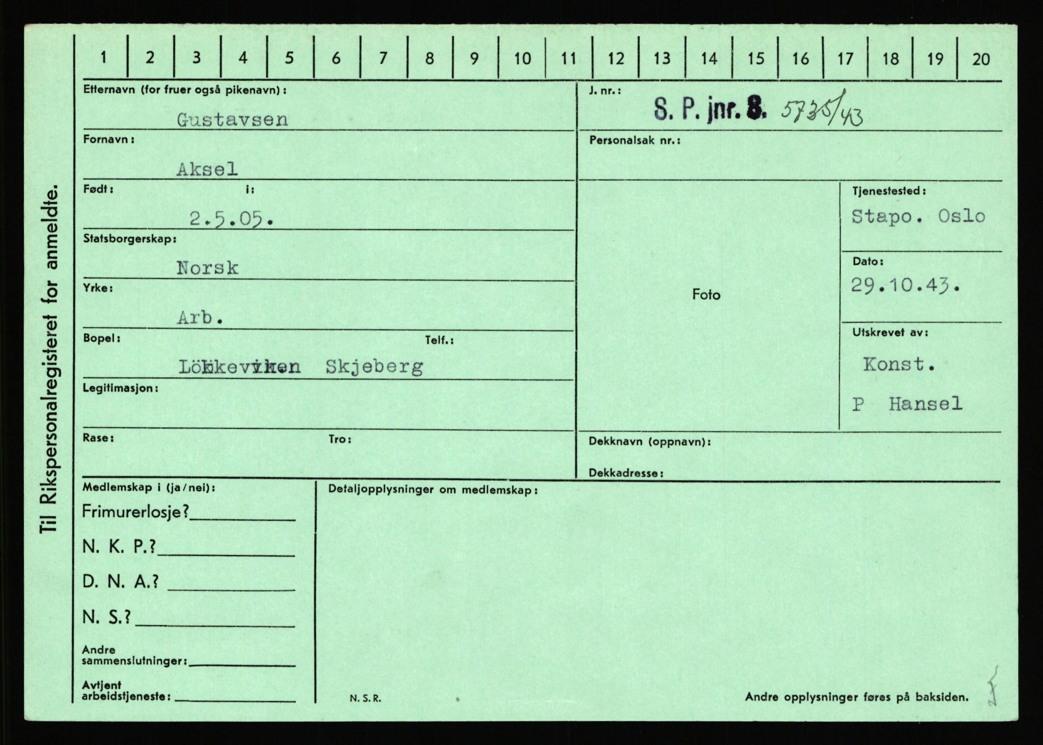 Statspolitiet - Hovedkontoret / Osloavdelingen, AV/RA-S-1329/C/Ca/L0005: Furali - Hamula, 1943-1945, p. 3224