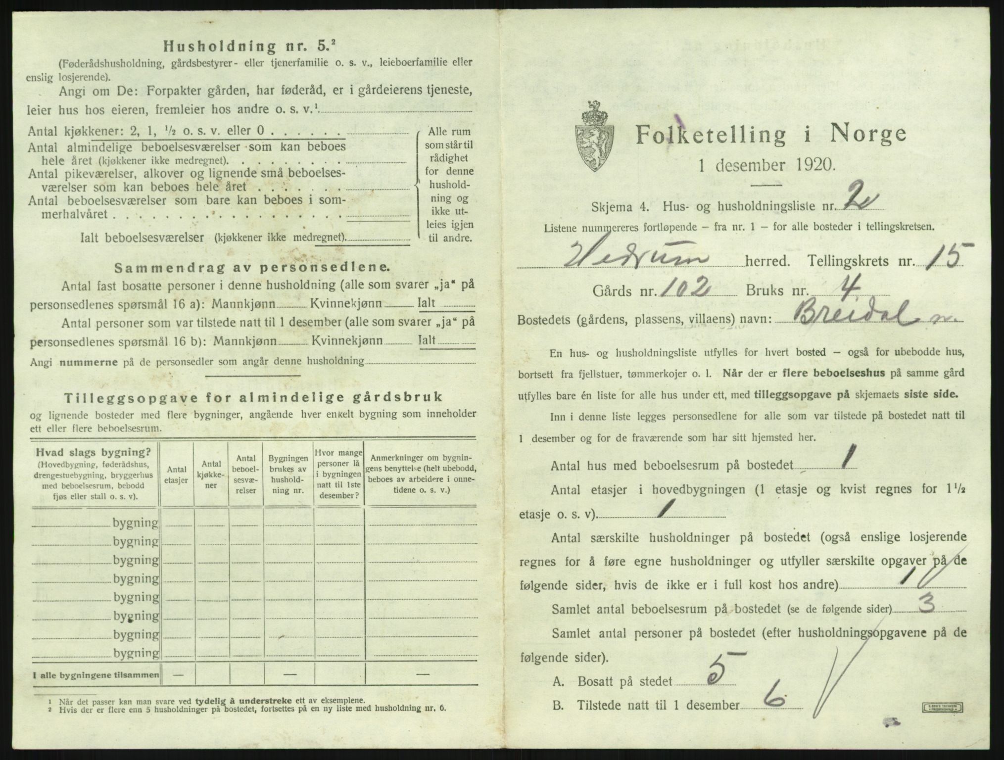 SAKO, 1920 census for Hedrum, 1920, p. 1415