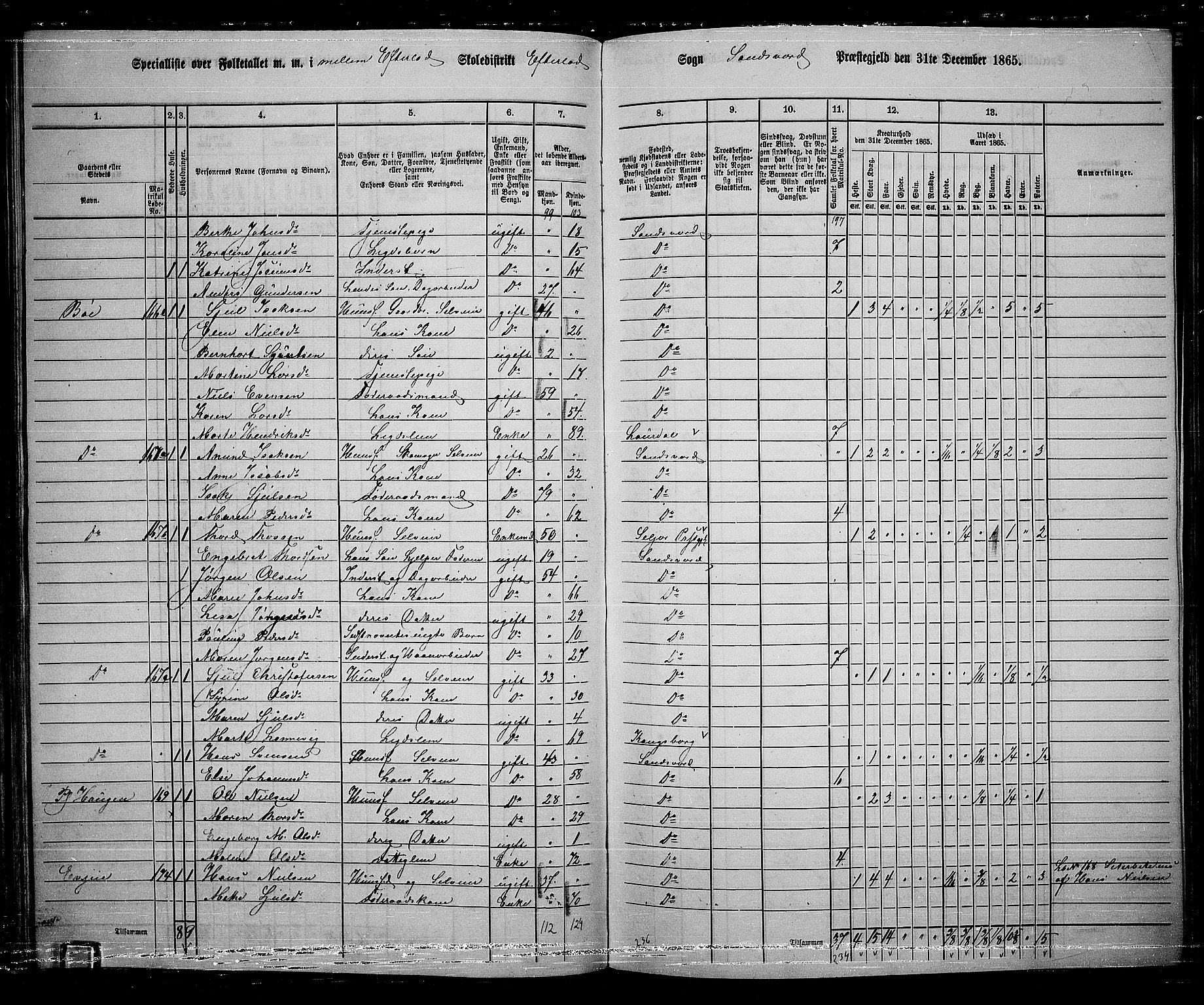 RA, 1865 census for Sandsvær, 1865, p. 77