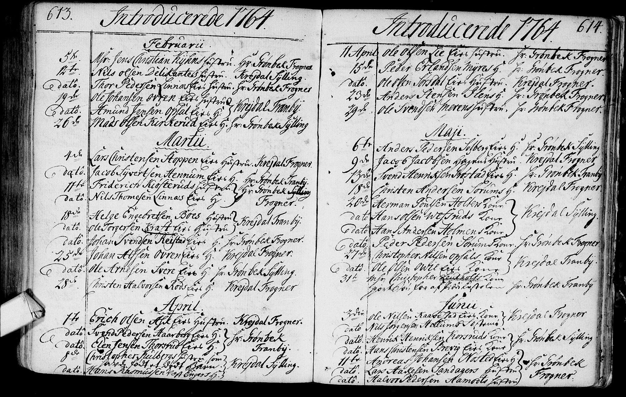 Lier kirkebøker, AV/SAKO-A-230/F/Fa/L0004: Parish register (official) no. I 4, 1749-1764, p. 613-614