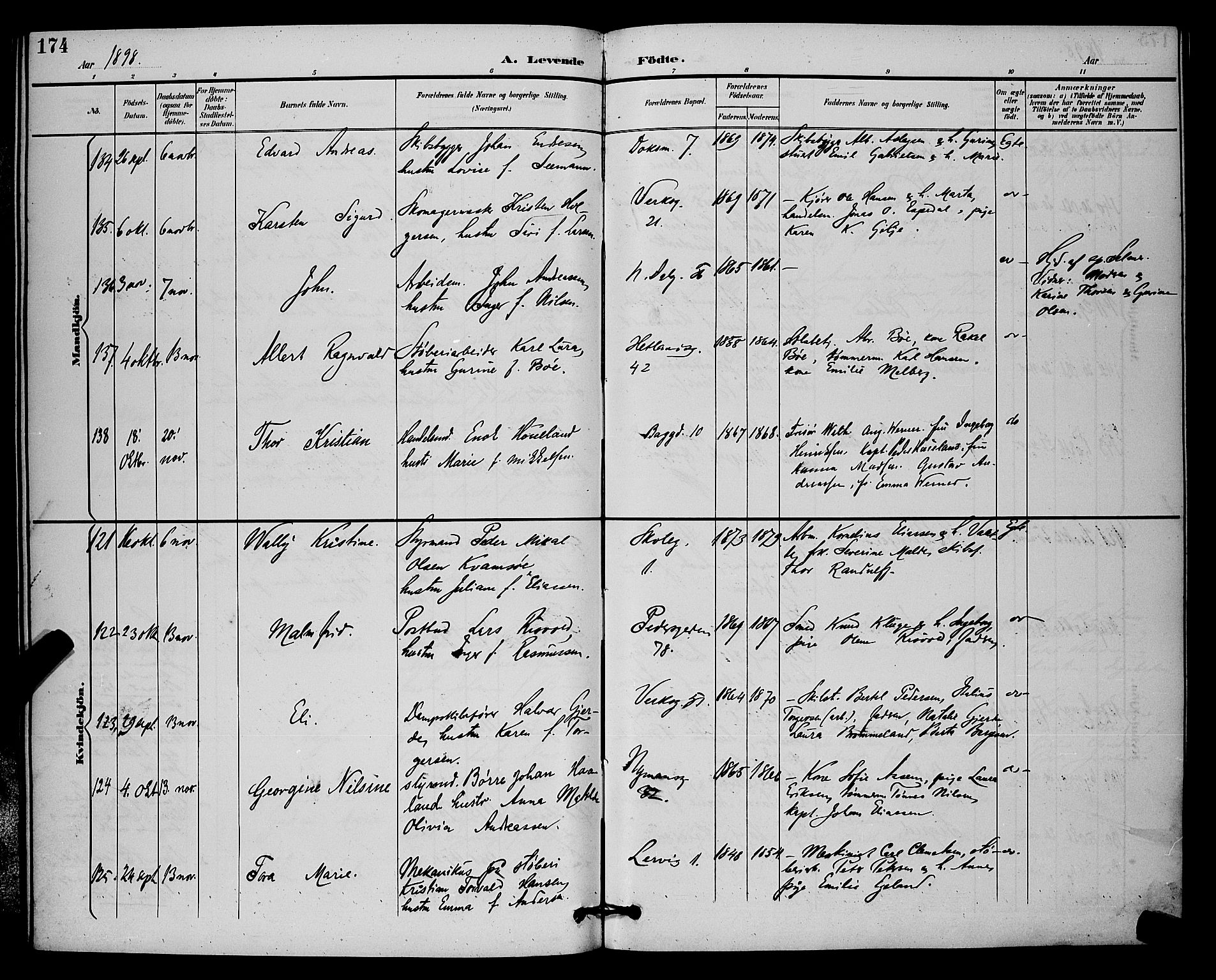 St. Johannes sokneprestkontor, AV/SAST-A-101814/001/30/30BB/L0003: Parish register (copy) no. B 3, 1893-1900, p. 174