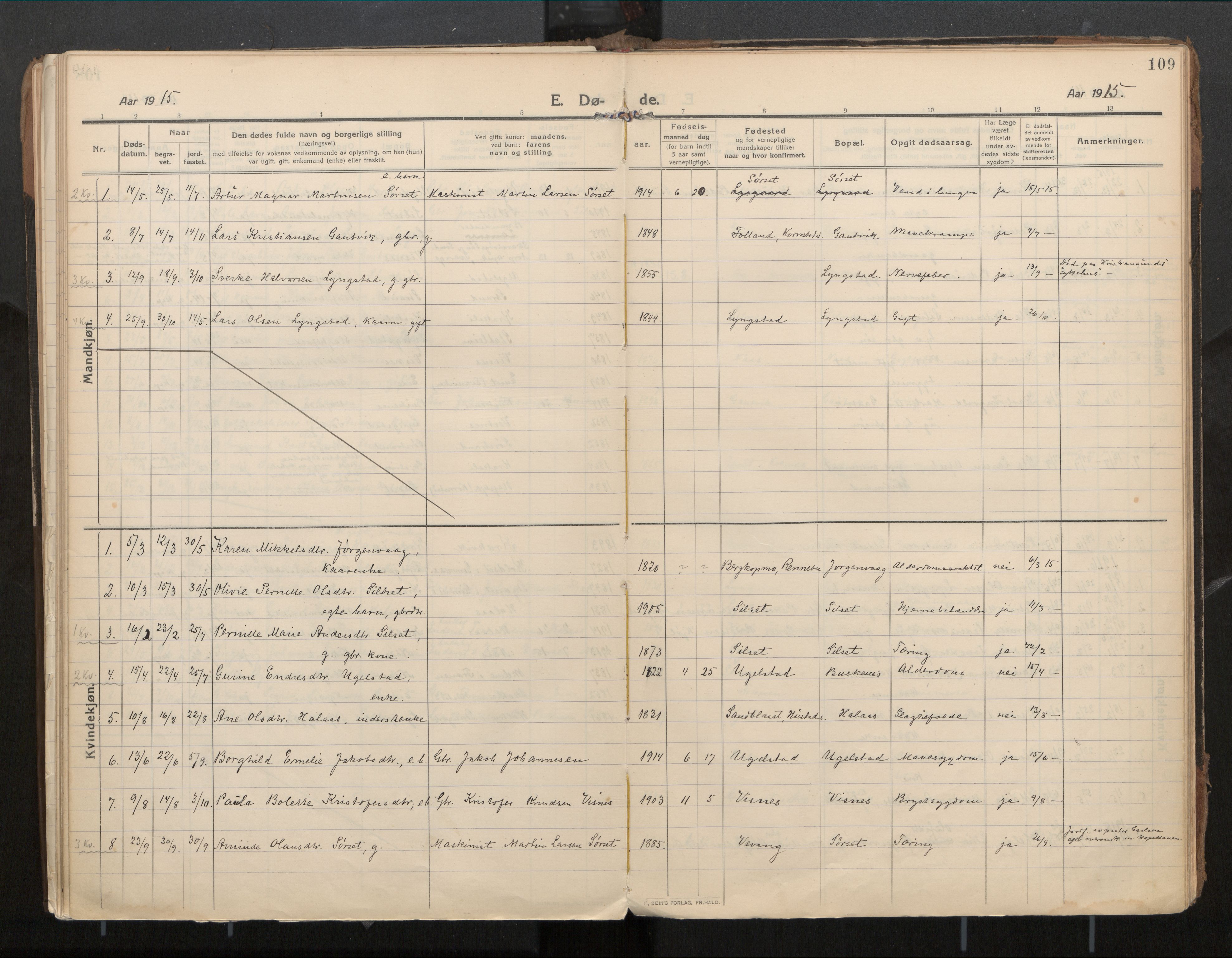 Ministerialprotokoller, klokkerbøker og fødselsregistre - Møre og Romsdal, AV/SAT-A-1454/571/L0836b: Parish register (official) no. 571A03, 1911-1926, p. 109