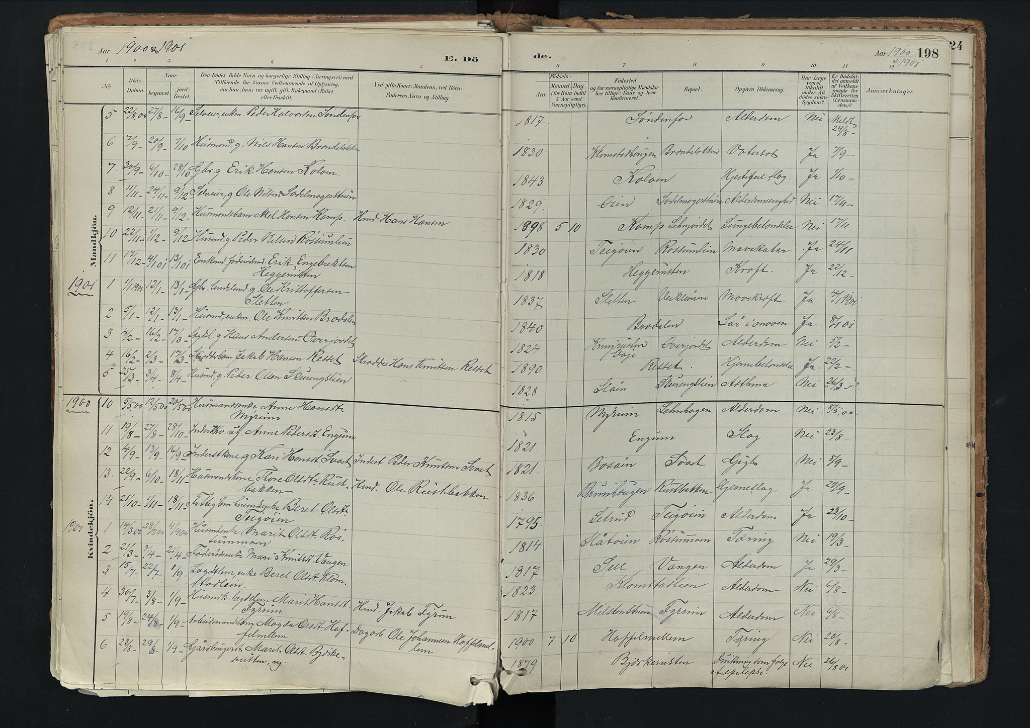 Nord-Fron prestekontor, AV/SAH-PREST-080/H/Ha/Haa/L0003: Parish register (official) no. 3, 1884-1914, p. 198