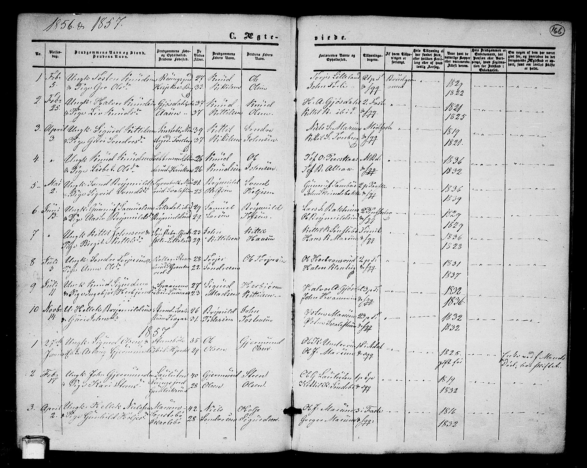 Tinn kirkebøker, SAKO/A-308/G/Ga/L0002: Parish register (copy) no. I 2, 1851-1883, p. 166