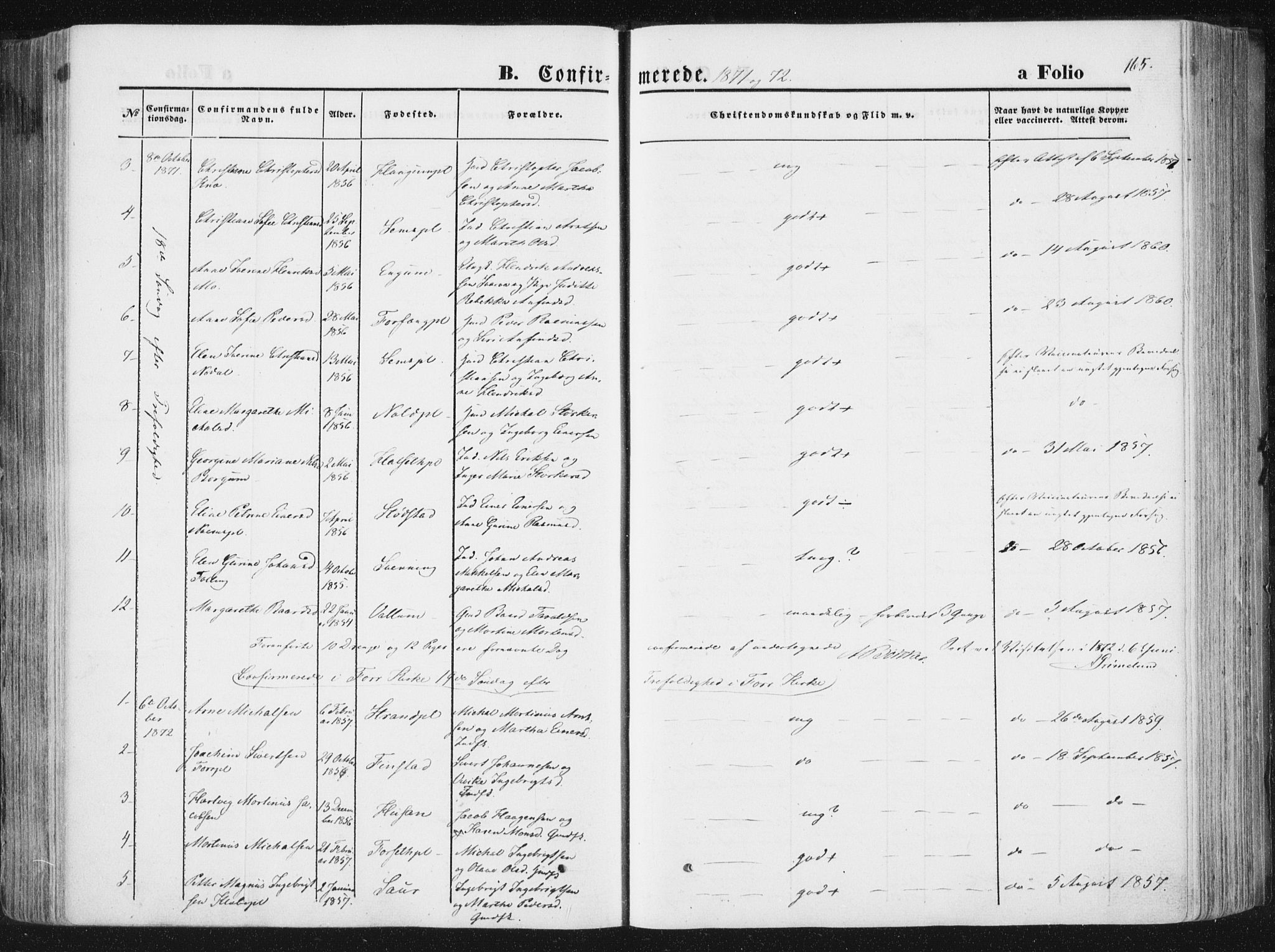 Ministerialprotokoller, klokkerbøker og fødselsregistre - Nord-Trøndelag, SAT/A-1458/746/L0447: Parish register (official) no. 746A06, 1860-1877, p. 165