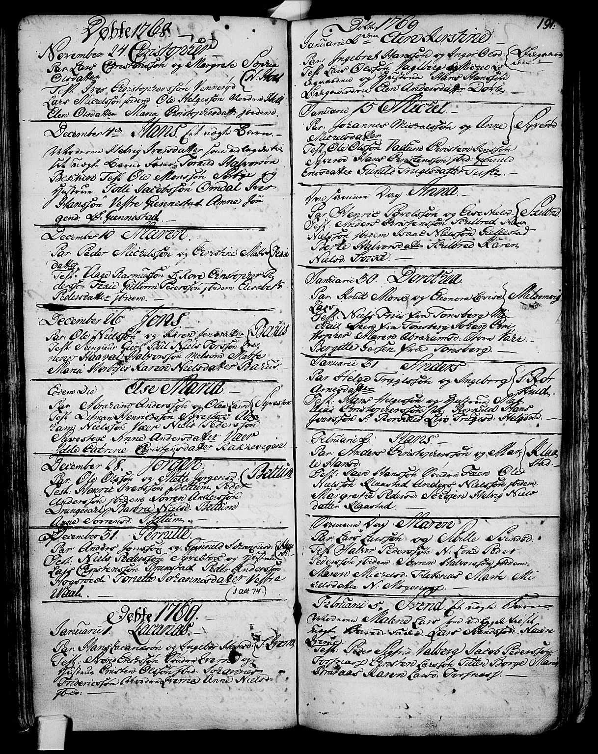 Stokke kirkebøker, AV/SAKO-A-320/F/Fa/L0002: Parish register (official) no. I 2, 1732-1770, p. 191