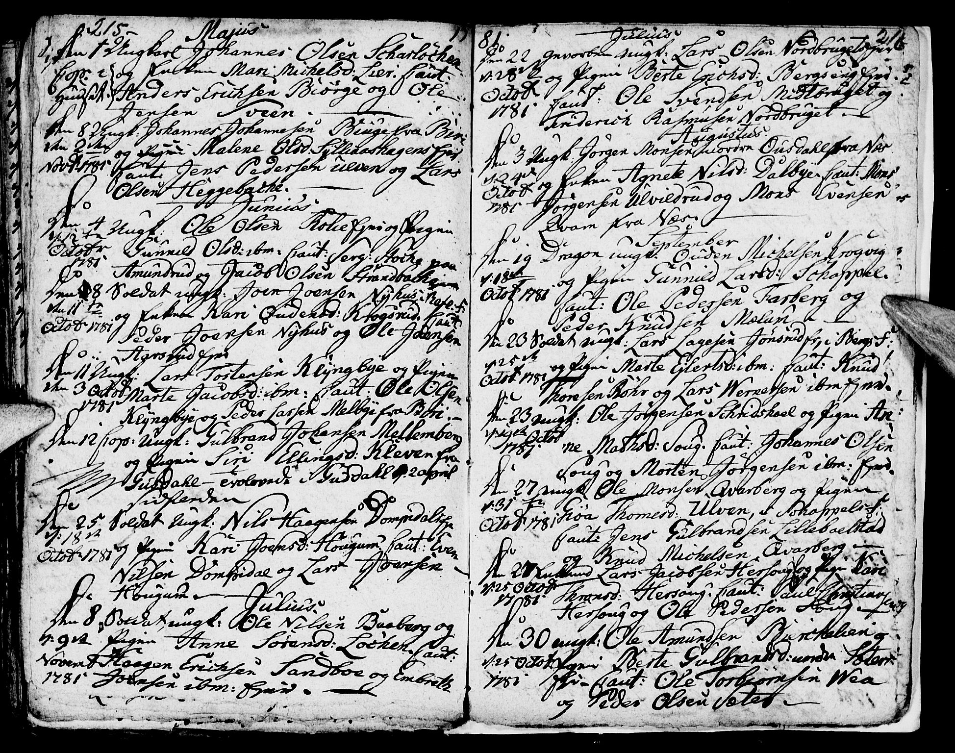 Ringsaker prestekontor, AV/SAH-PREST-014/I/Ia/L0005/0003: Parish register draft no. 5.3, 1780-1784, p. 215-216