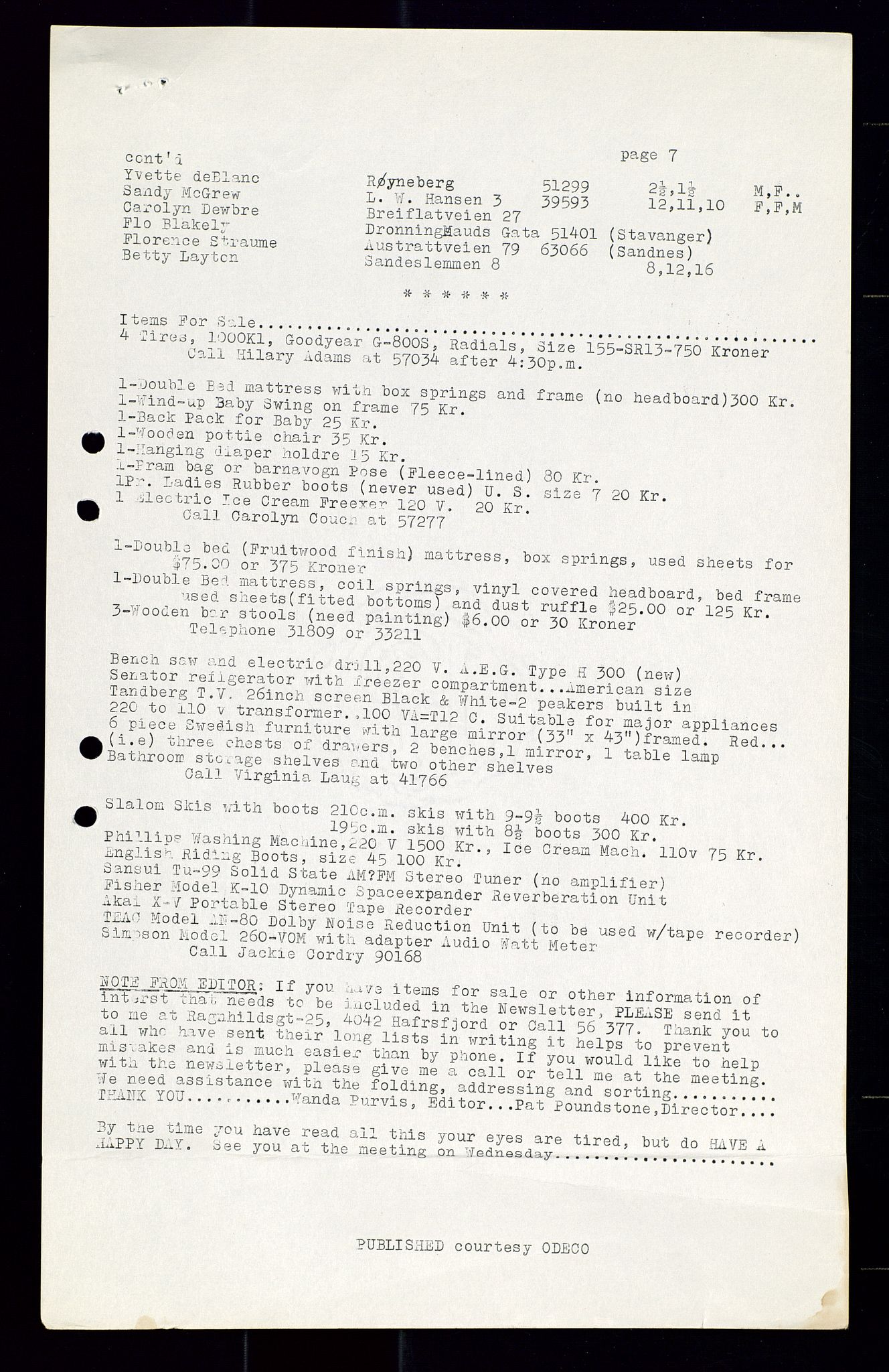 PA 1547 - Petroleum Wives Club, AV/SAST-A-101974/X/Xa/L0001: Newsletters (1971-1978)/radiointervjuer på kasett (1989-1992), 1970-1978