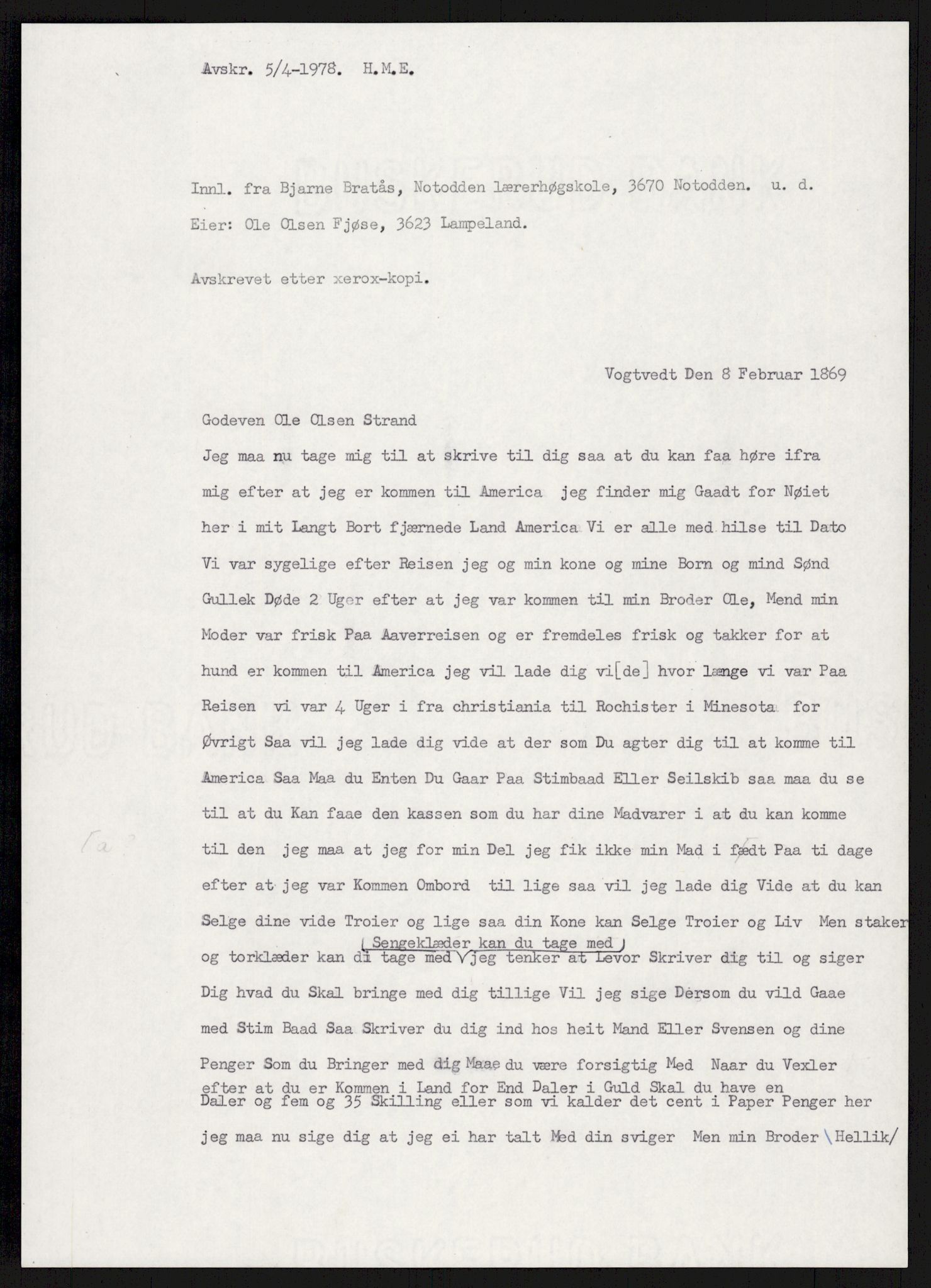 Samlinger til kildeutgivelse, Amerikabrevene, AV/RA-EA-4057/F/L0017: Innlån fra Buskerud: Bratås, 1838-1914, p. 333