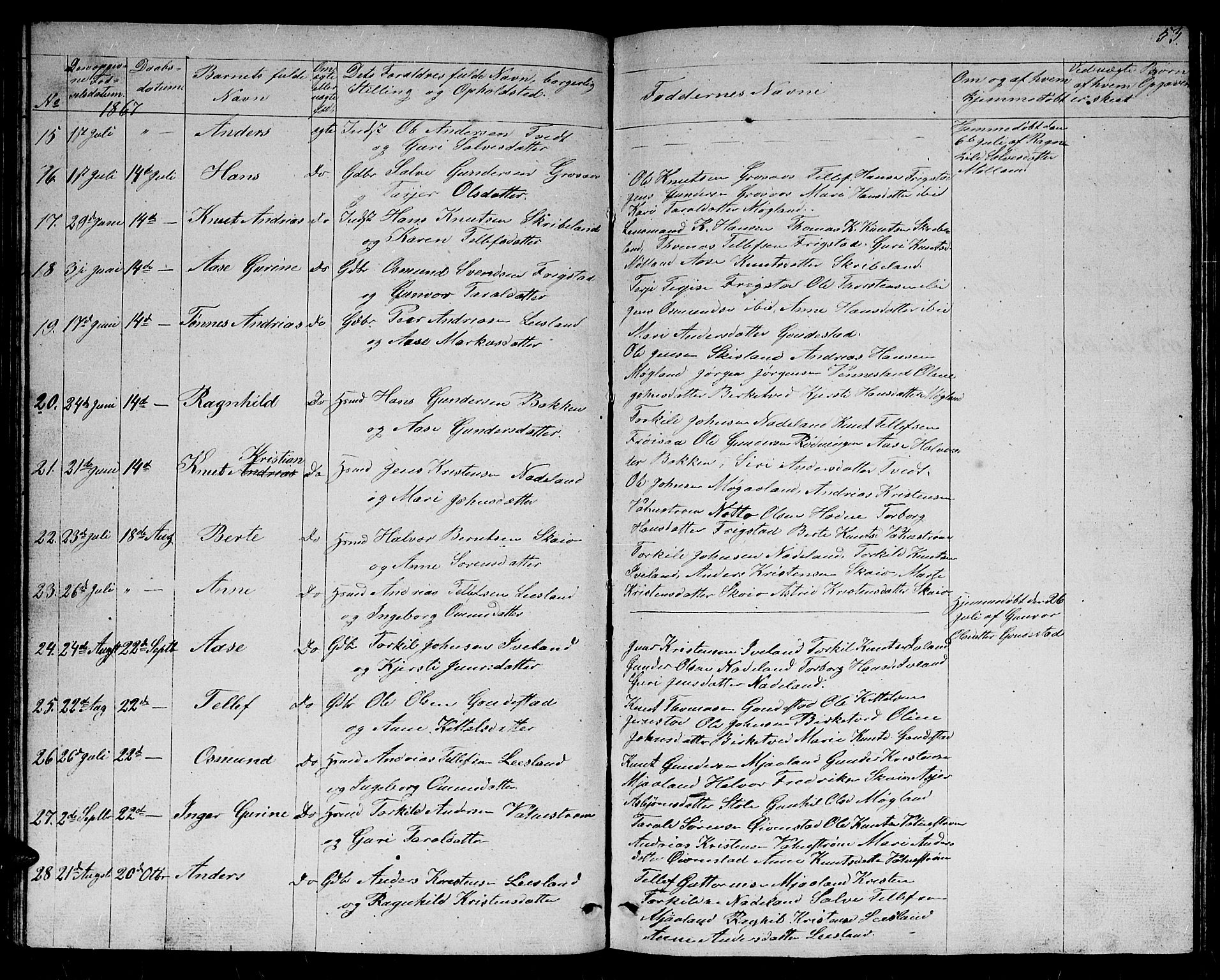 Evje sokneprestkontor, SAK/1111-0008/F/Fb/Fbc/L0002: Parish register (copy) no. B 2, 1849-1876, p. 53