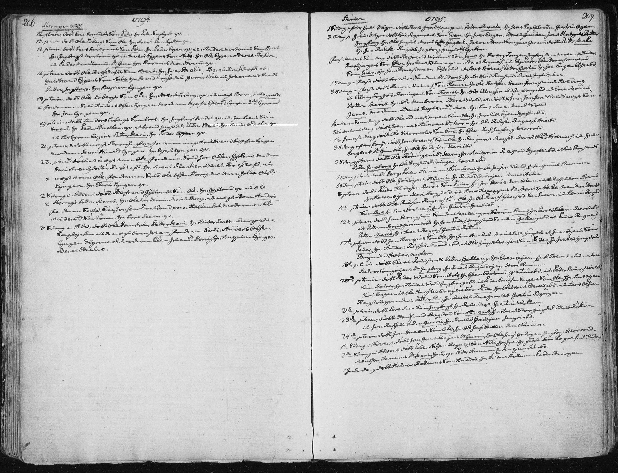 Ministerialprotokoller, klokkerbøker og fødselsregistre - Sør-Trøndelag, SAT/A-1456/687/L0992: Parish register (official) no. 687A03 /1, 1788-1815, p. 206-207
