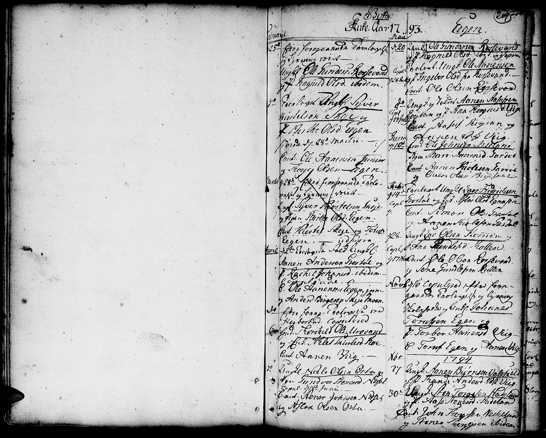 Hægebostad sokneprestkontor, SAK/1111-0024/F/Fa/Faa/L0001: Parish register (official) no. A 1 /2, 1760-1823, p. 209
