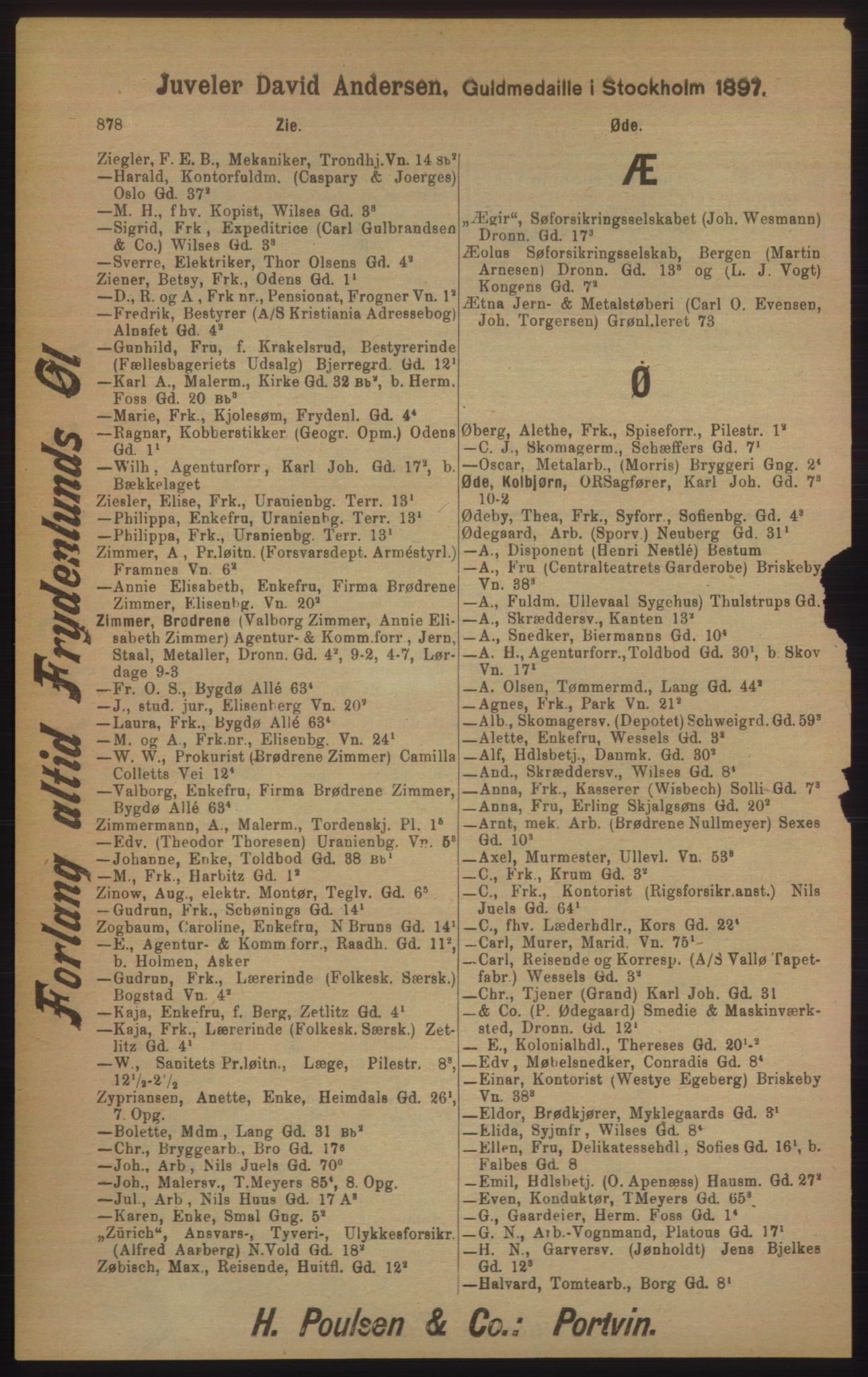 Kristiania/Oslo adressebok, PUBL/-, 1905, p. 878