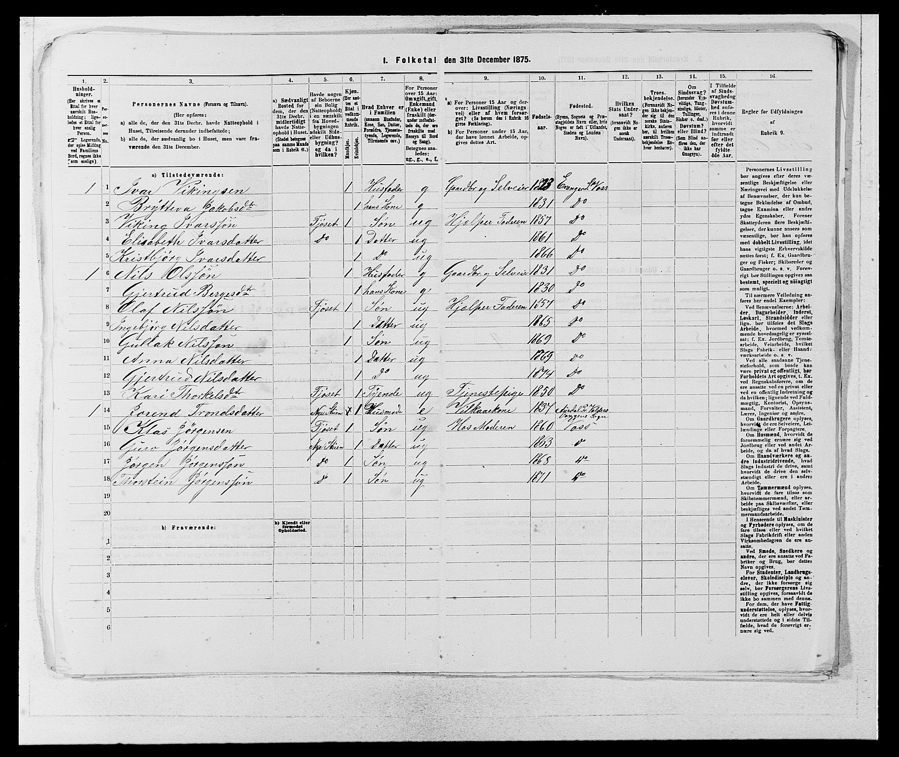 SAB, 1875 census for 1235P Voss, 1875, p. 1590