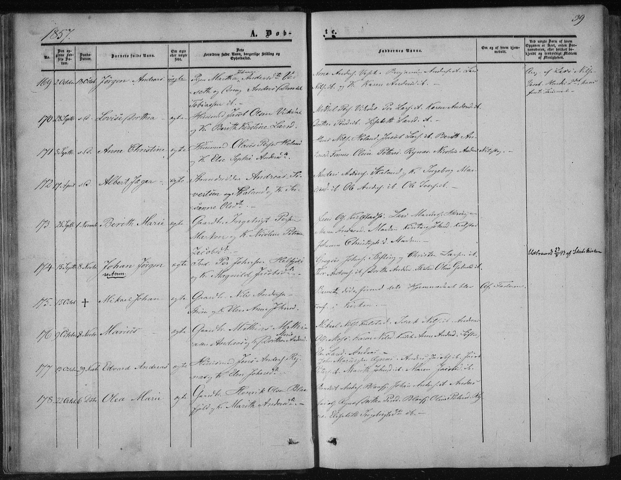 Ministerialprotokoller, klokkerbøker og fødselsregistre - Nordland, SAT/A-1459/820/L0293: Parish register (official) no. 820A14, 1855-1865, p. 39