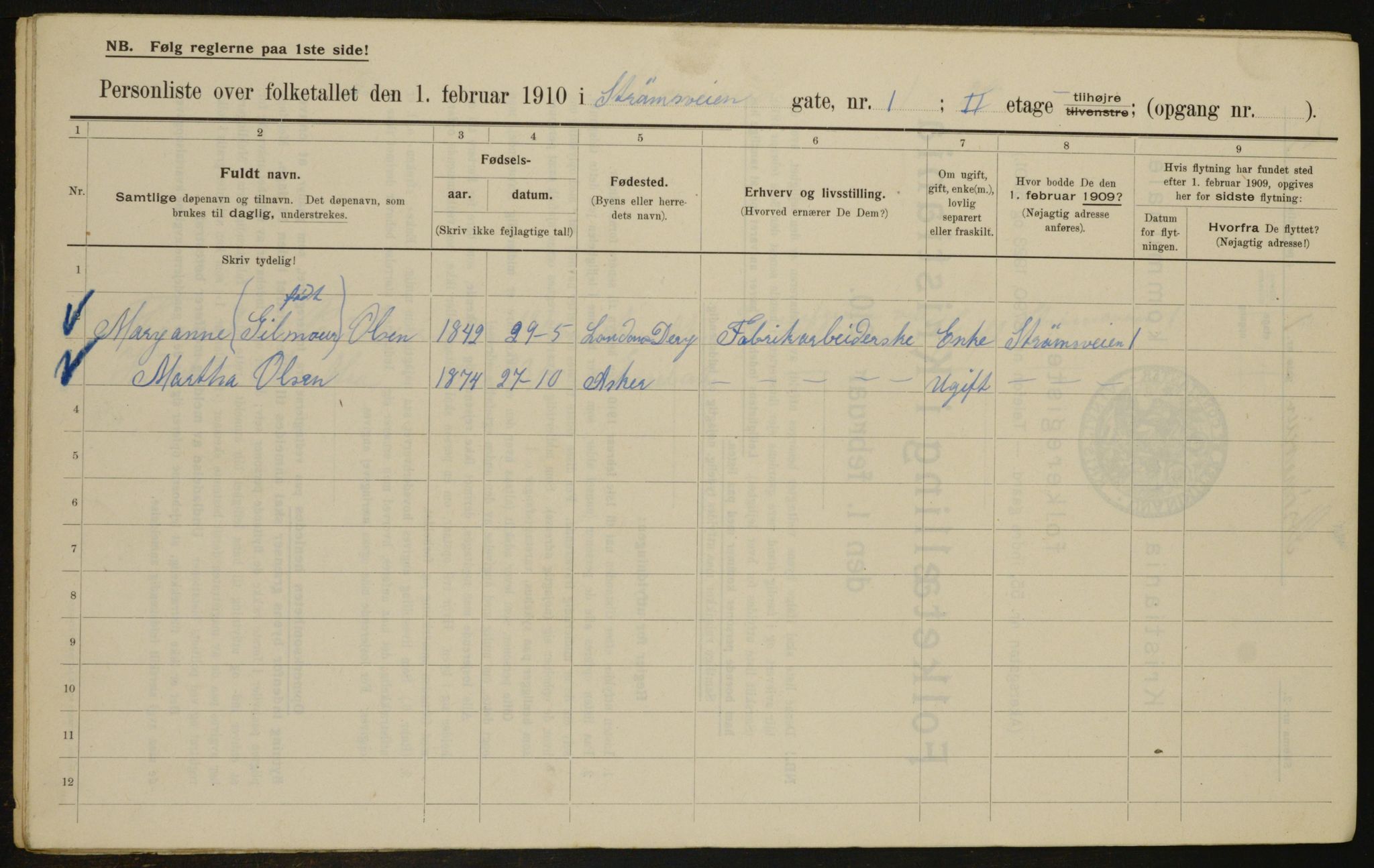 OBA, Municipal Census 1910 for Kristiania, 1910, p. 98659