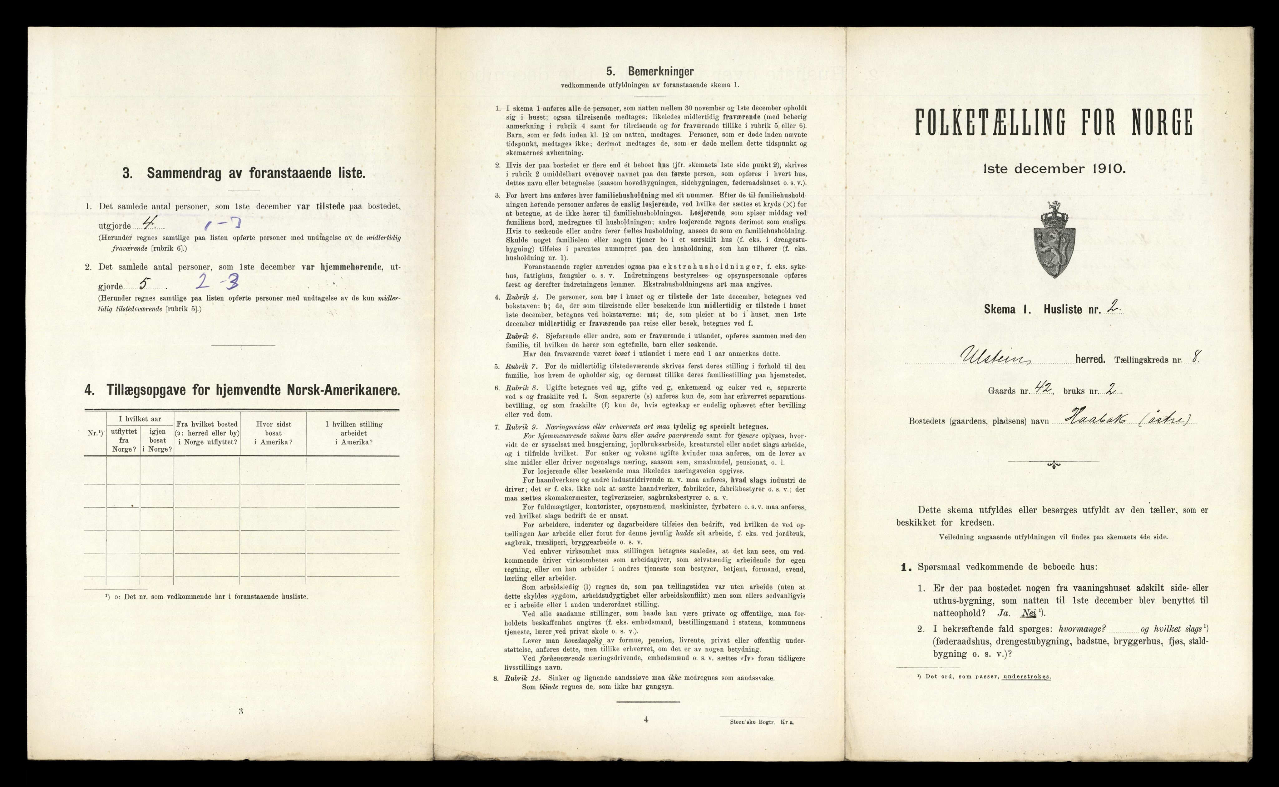 RA, 1910 census for Ulstein, 1910, p. 716