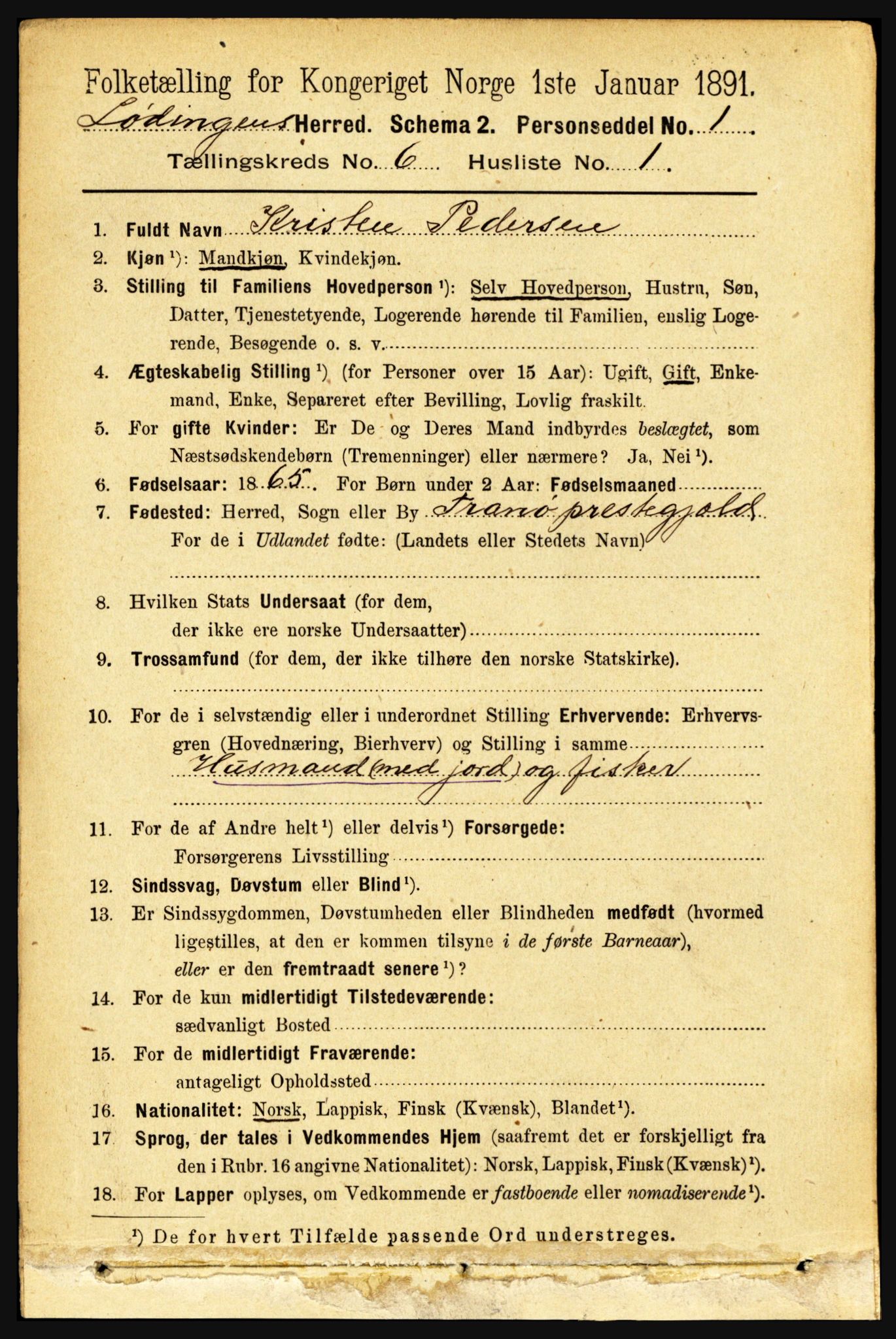 RA, 1891 census for 1851 Lødingen, 1891, p. 2757