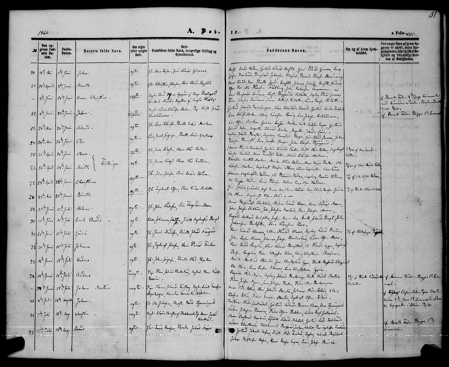 Ministerialprotokoller, klokkerbøker og fødselsregistre - Sør-Trøndelag, AV/SAT-A-1456/685/L0968: Parish register (official) no. 685A07 /3, 1860-1869, p. 51