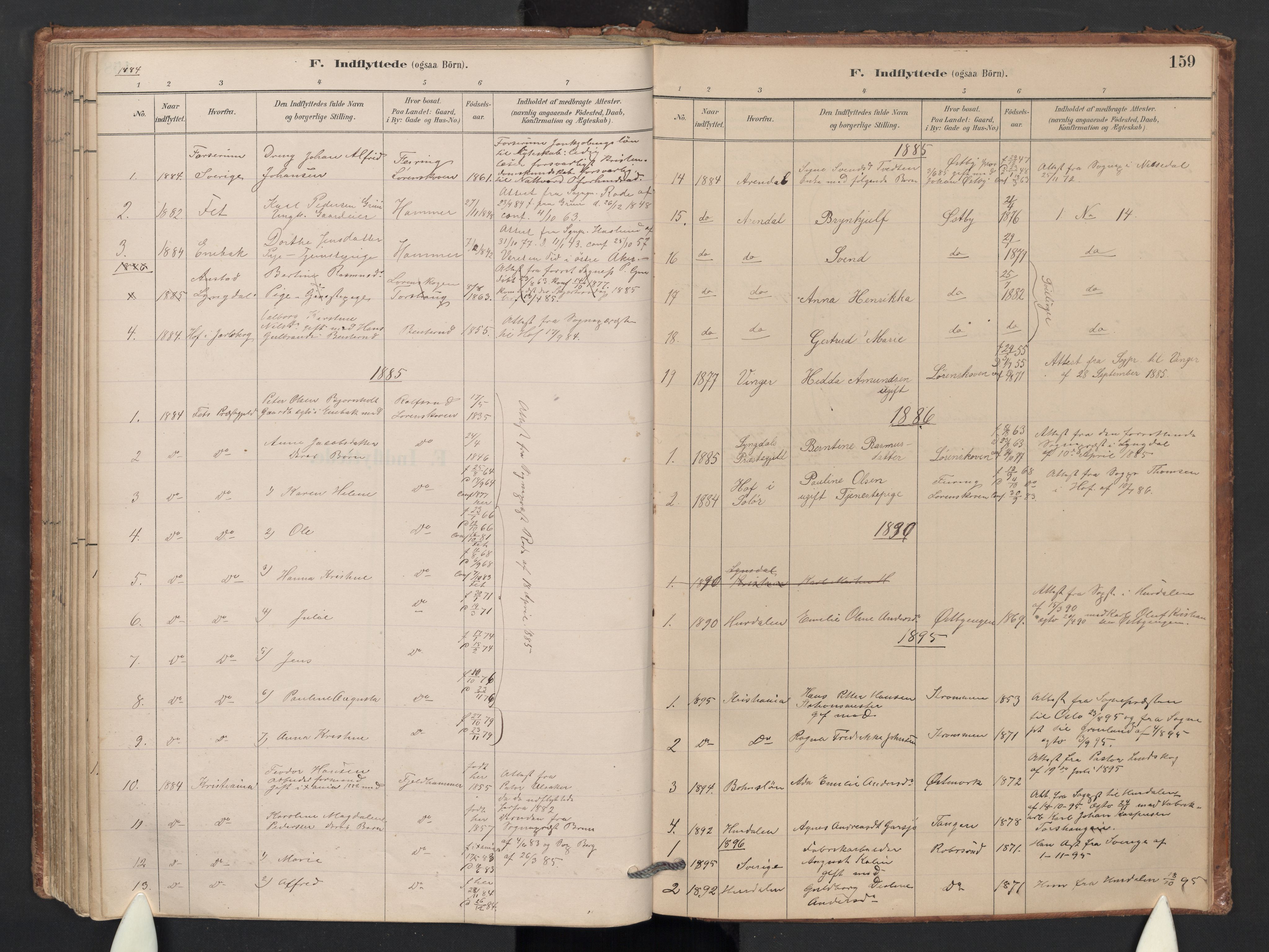 Skedsmo prestekontor Kirkebøker, SAO/A-10033a/G/Gb/L0001: Parish register (copy) no. II 1, 1883-1903, p. 159