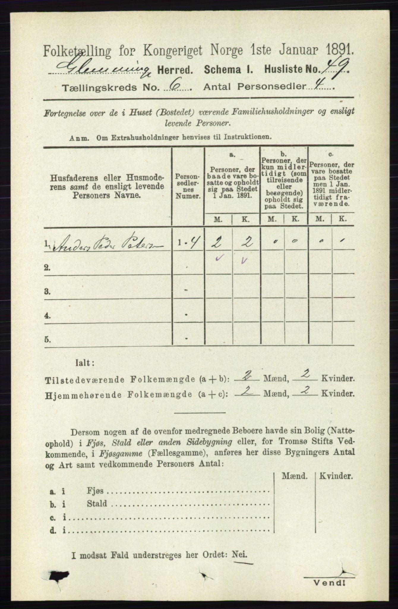RA, 1891 census for 0132 Glemmen, 1891, p. 7361