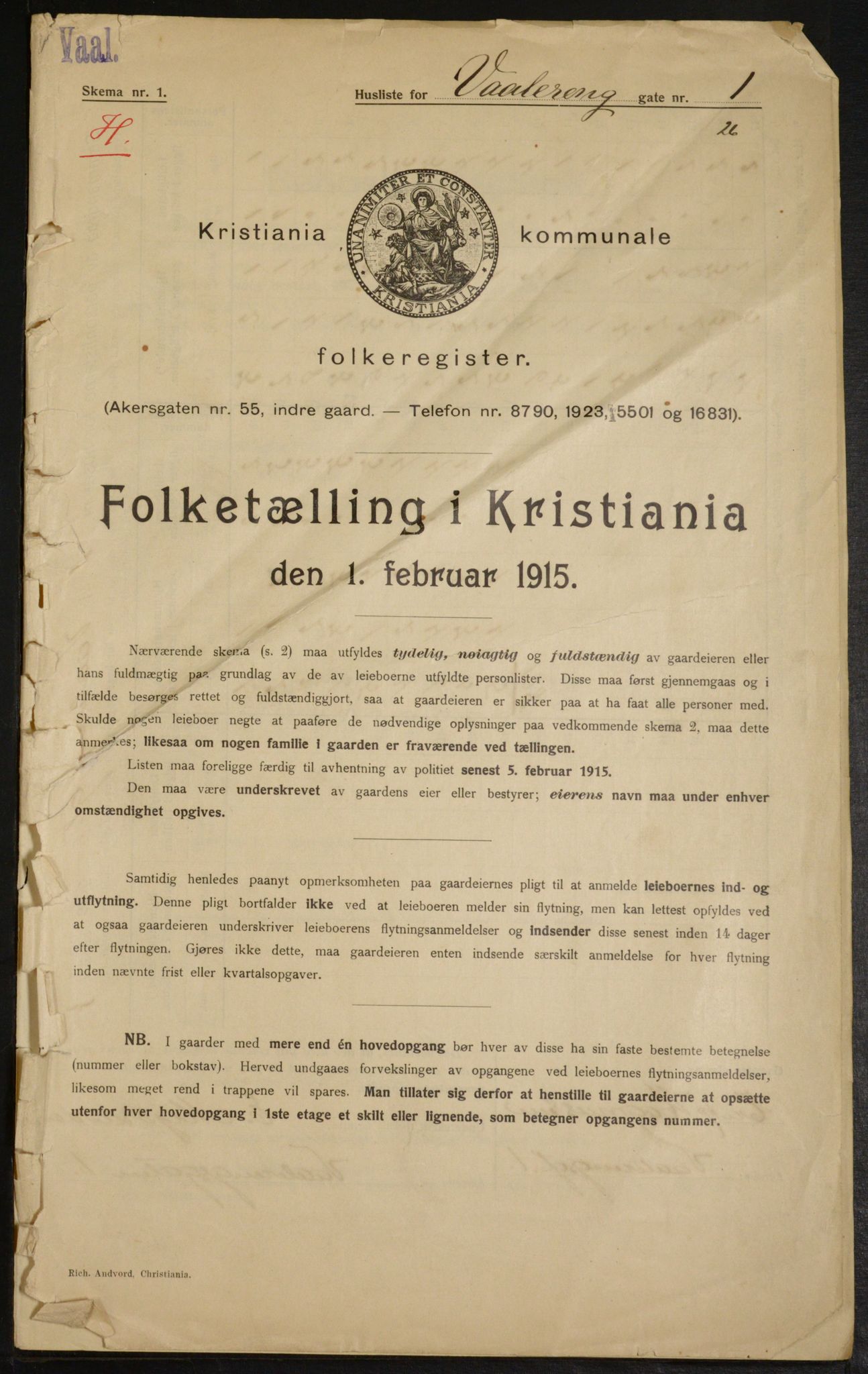 OBA, Municipal Census 1915 for Kristiania, 1915, p. 126133