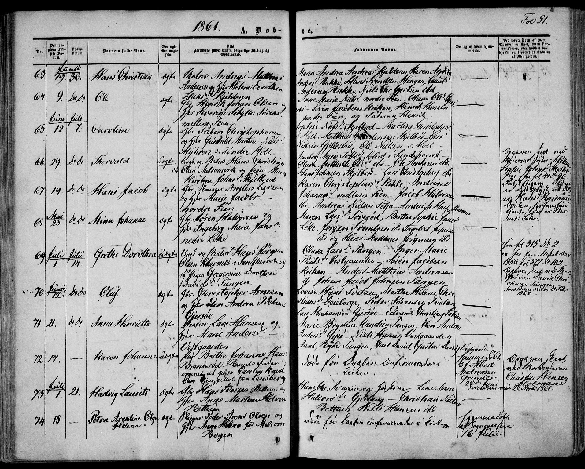 Stokke kirkebøker, AV/SAKO-A-320/F/Fa/L0008: Parish register (official) no. I 8, 1858-1871, p. 51