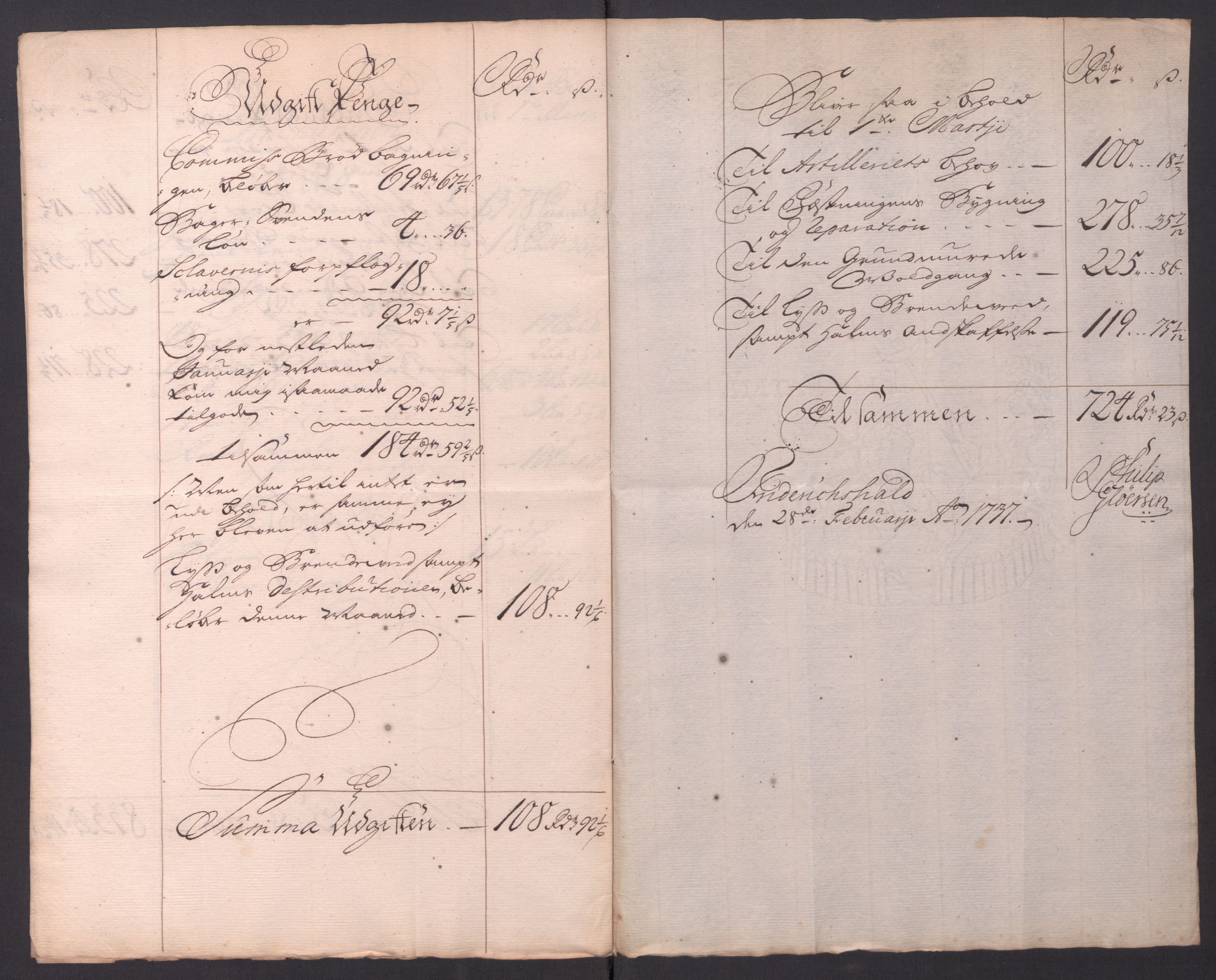 Kommanderende general (KG I) med Det norske krigsdirektorium, AV/RA-EA-5419/D/L0154: Fredriksten festning: Brev, inventarfortegnelser og regnskapsekstrakter, 1730-1739, p. 531