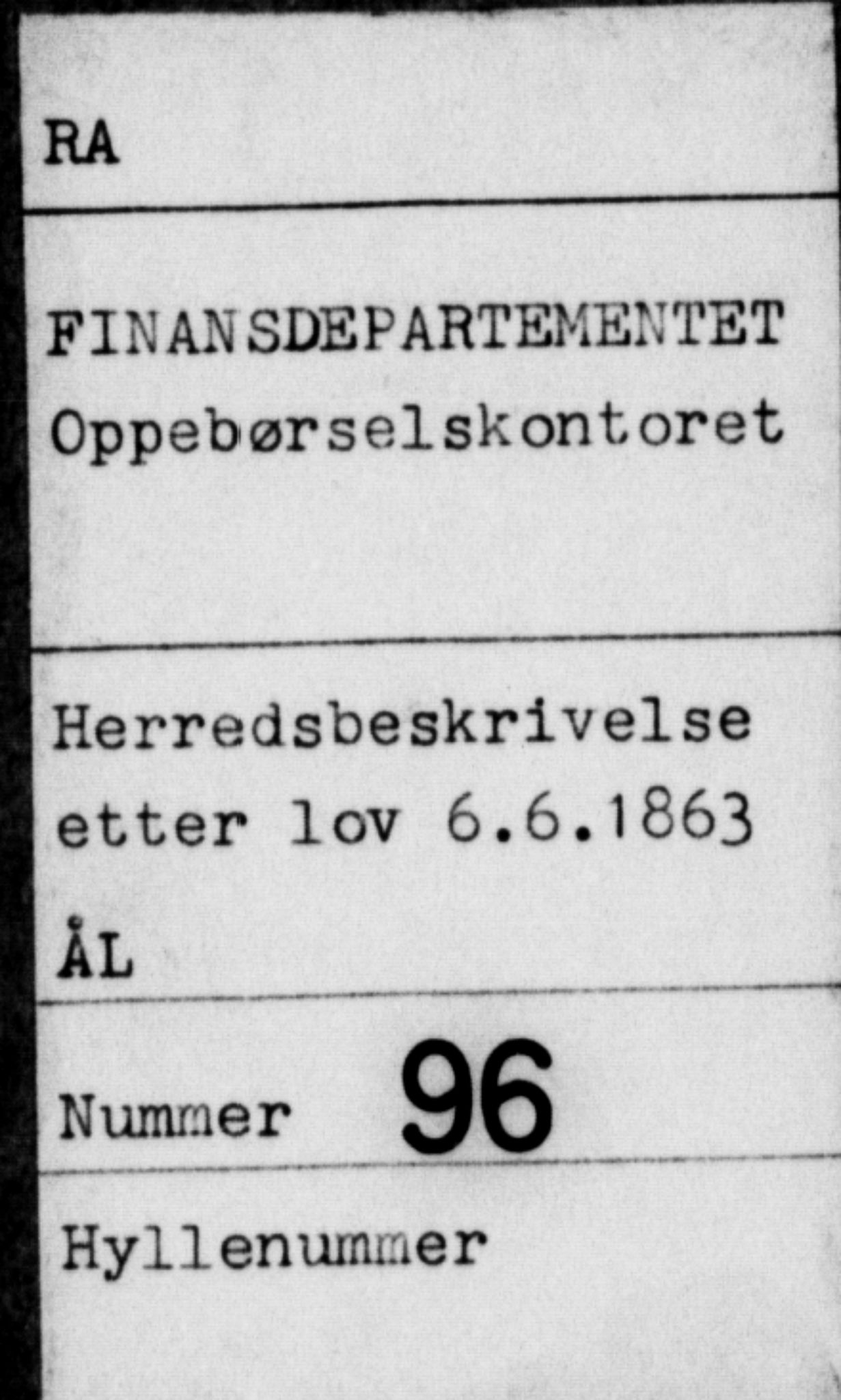 Matrikkelrevisjonen av 1863, RA/S-1530/F/Fe/L0096: Ål (Hol), 1863