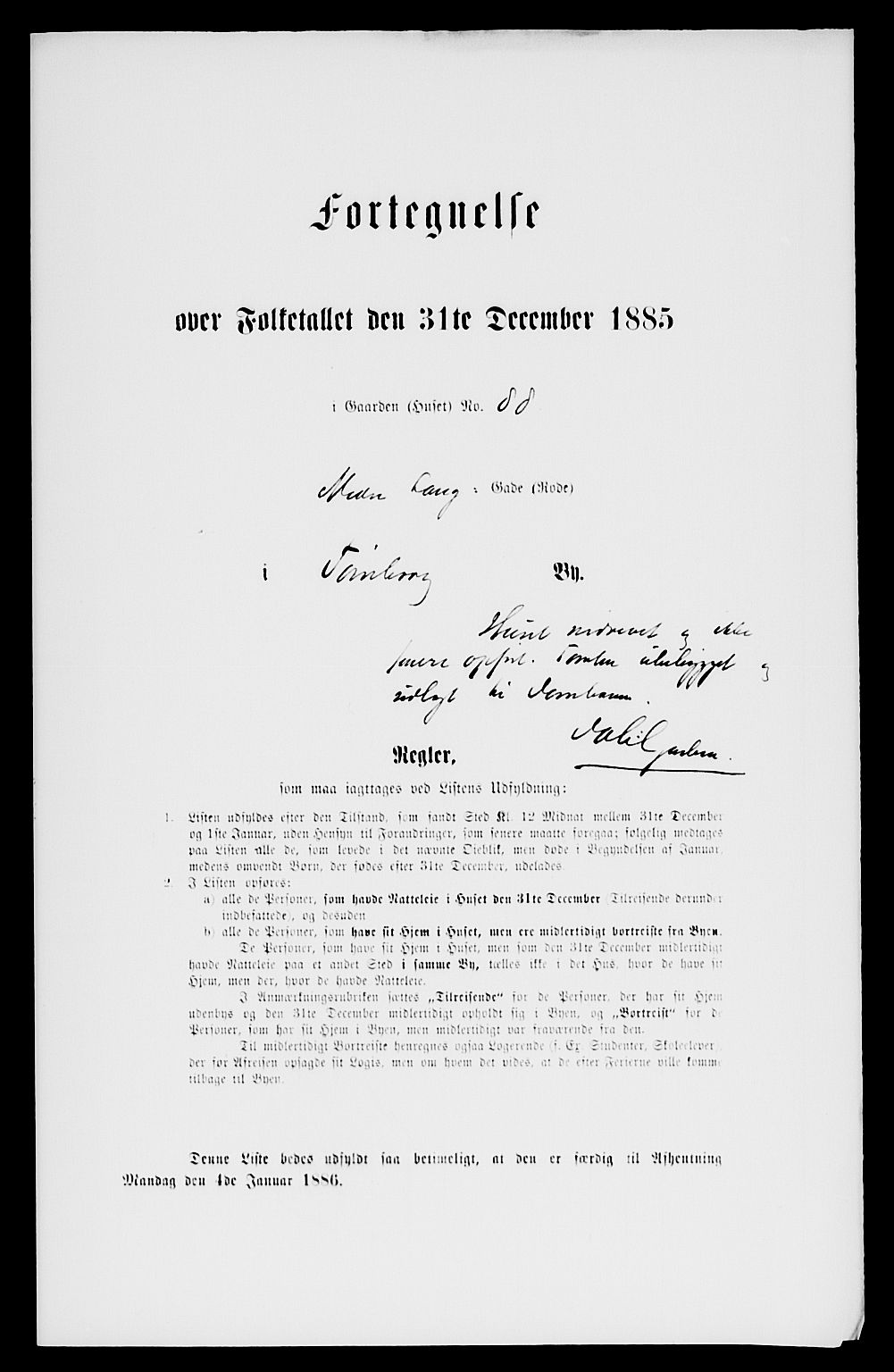 SAKO, 1885 census for 0705 Tønsberg, 1885, p. 242