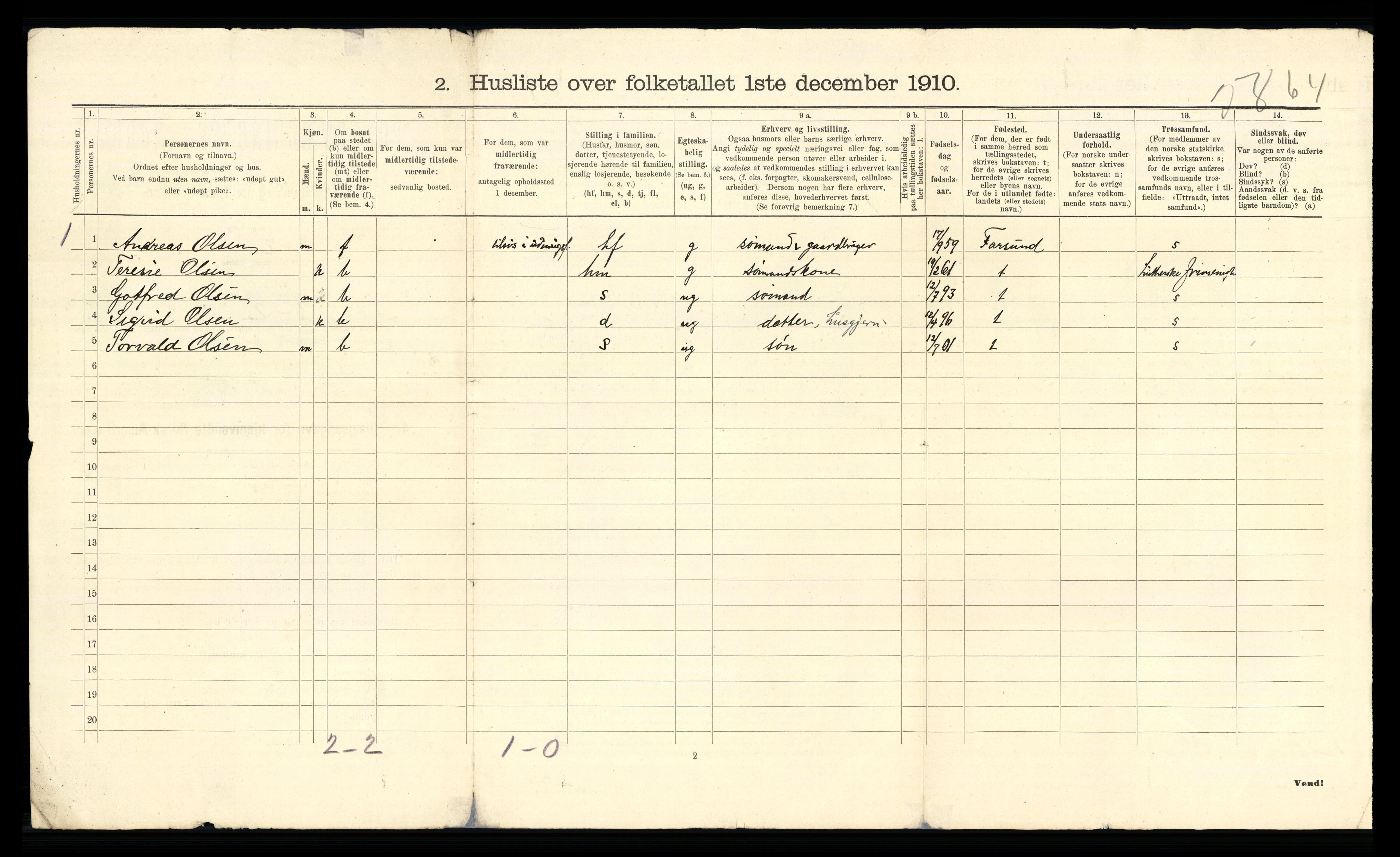 RA, 1910 census for Søndeled, 1910, p. 65