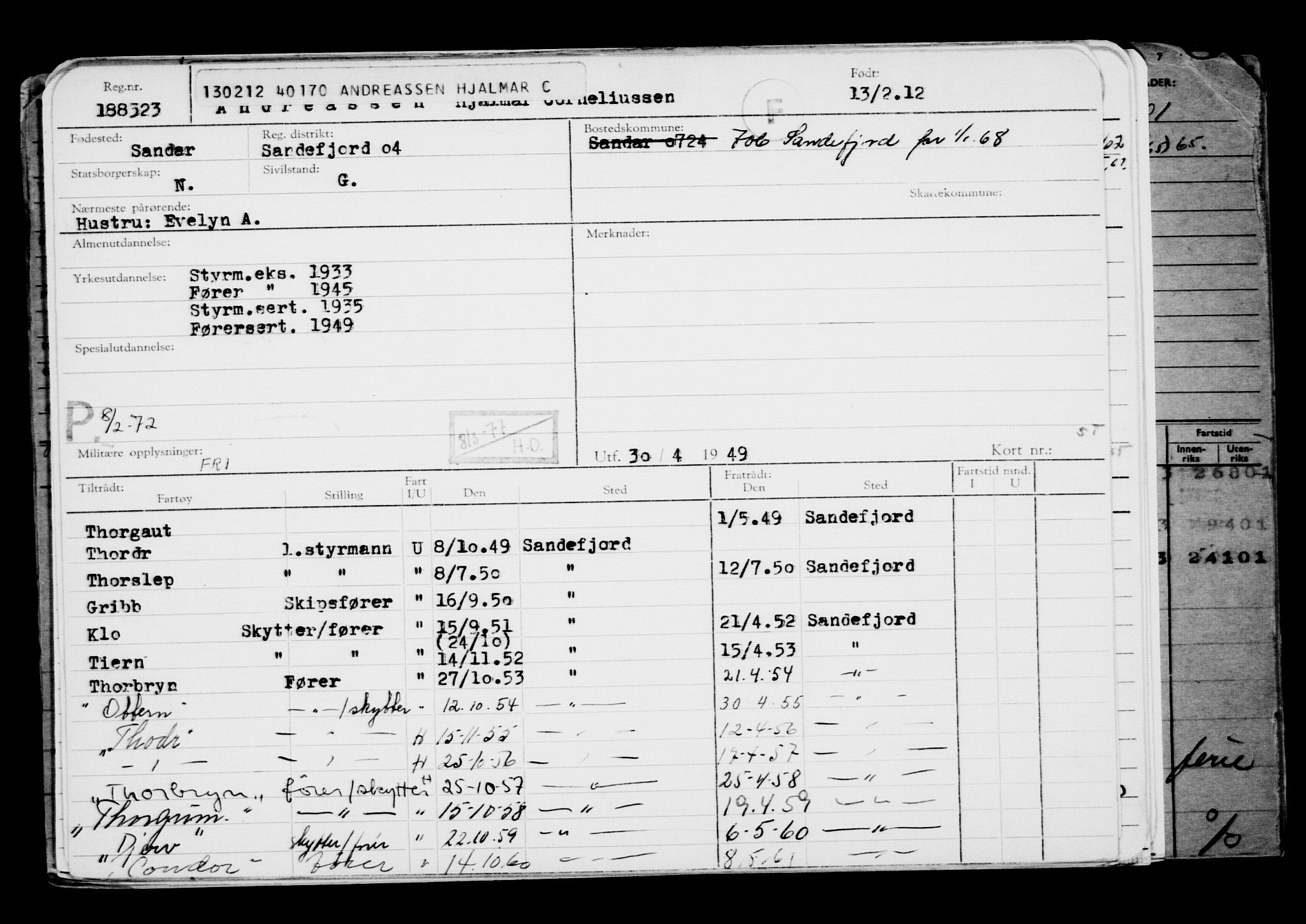 Direktoratet for sjømenn, AV/RA-S-3545/G/Gb/L0102: Hovedkort, 1912, p. 706