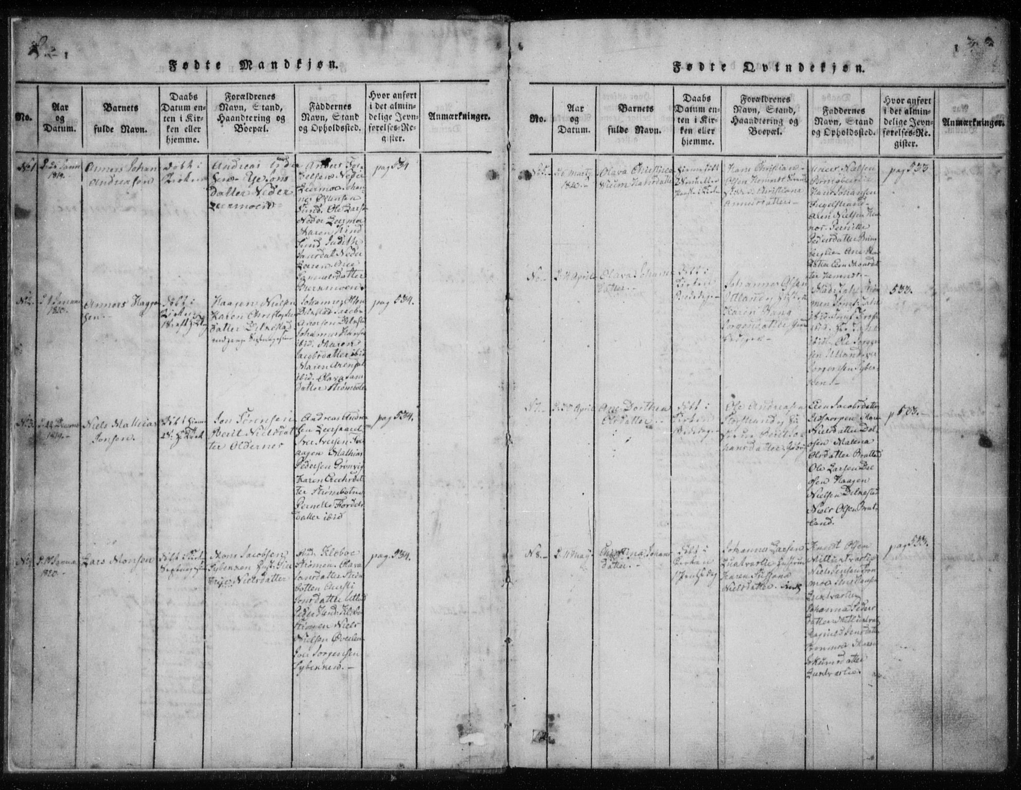 Ministerialprotokoller, klokkerbøker og fødselsregistre - Nordland, AV/SAT-A-1459/825/L0353: Parish register (official) no. 825A07, 1820-1826, p. 2-3