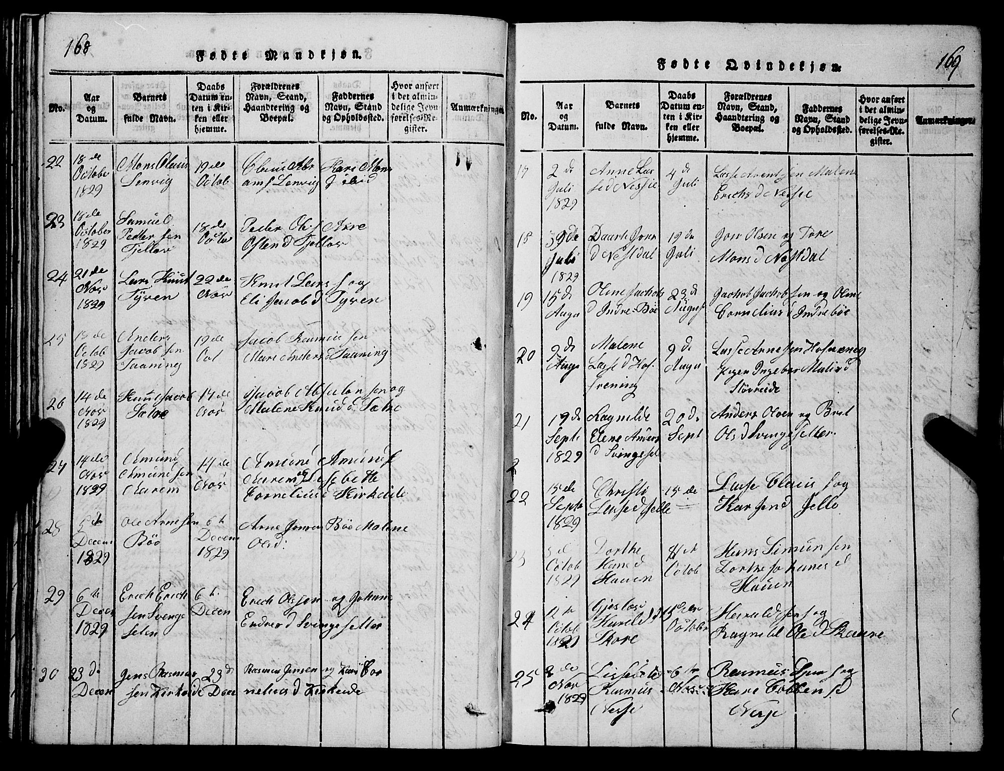Stryn Sokneprestembete, SAB/A-82501: Parish register (copy) no. C 1, 1801-1845, p. 168-169