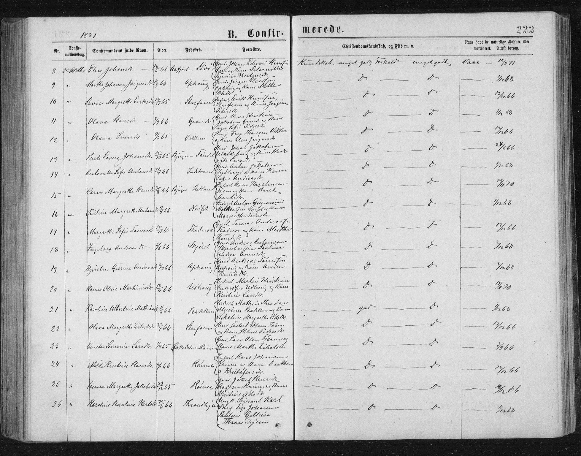 Ministerialprotokoller, klokkerbøker og fødselsregistre - Sør-Trøndelag, SAT/A-1456/659/L0745: Parish register (copy) no. 659C02, 1869-1892, p. 222